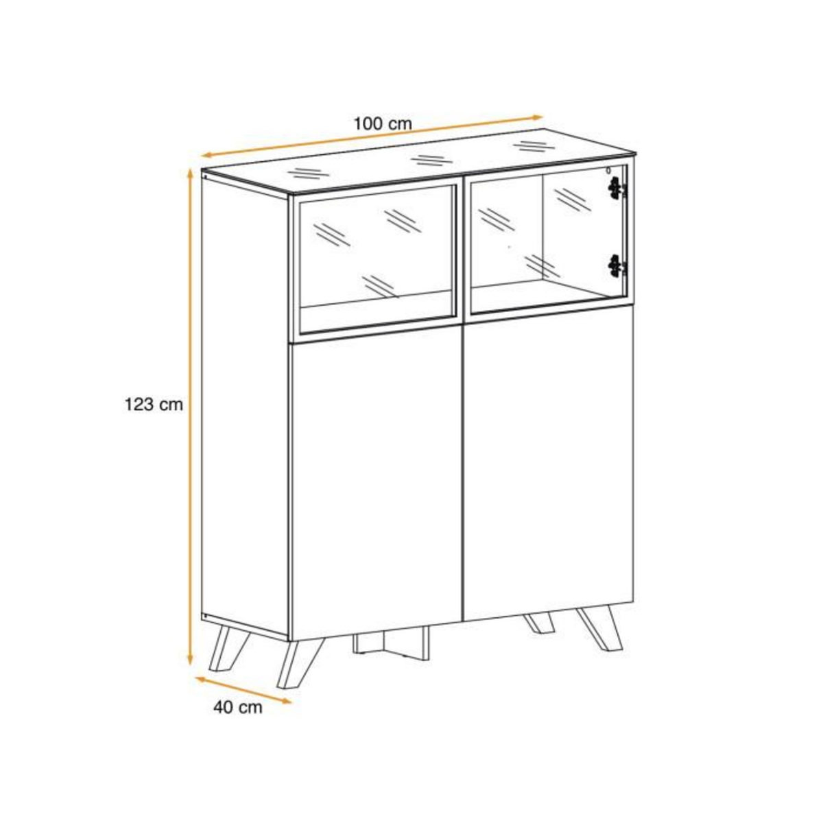Paris Prix Vitrine LED  Thin  123cm Noir & Naturel