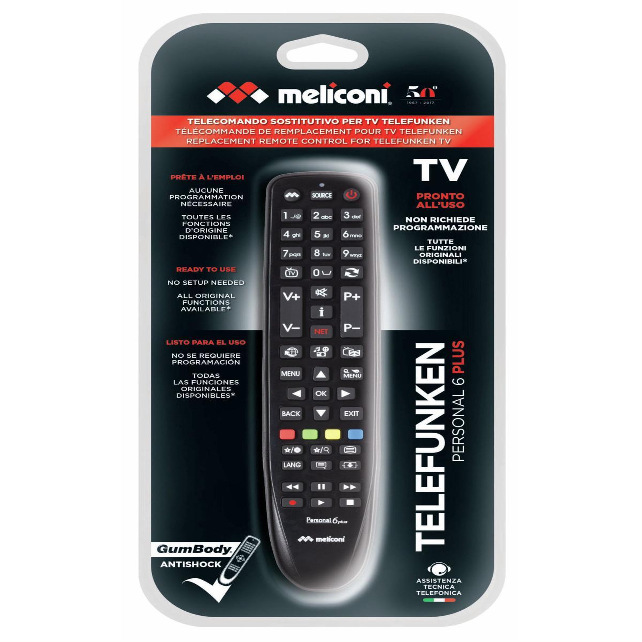 Voir la diapositive 3 : Meliconi Meliconi Gumbody Personal 6 plus télécommande IR Wireless TV Appuyez sur les boutons
