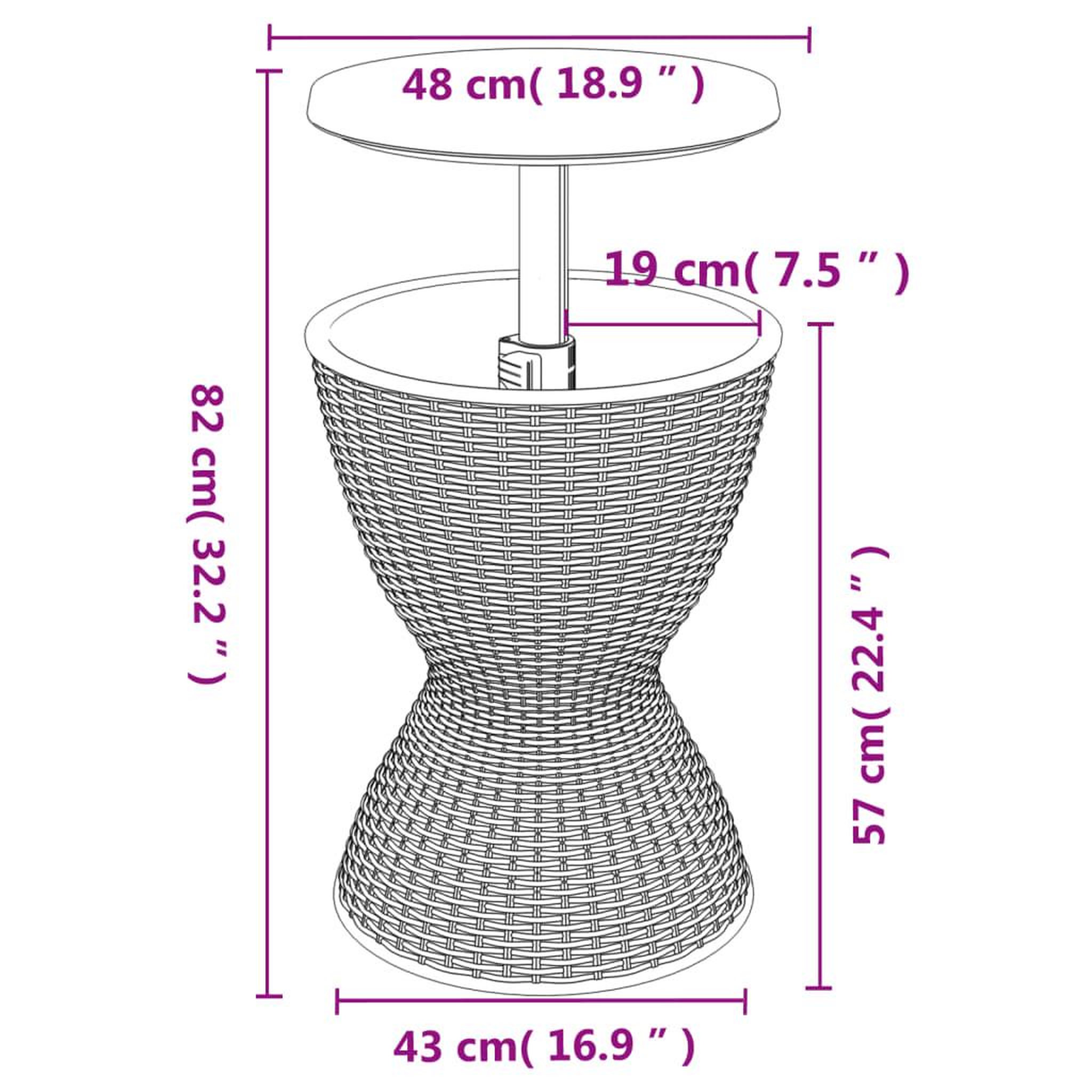 Voir la diapositive 6 : VIDAXL Table a glaciere 3 en 1 marron clair polypropylene