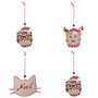 Voir la diapositive 1 : ATMOSPHERA Lot de 4 Sujets de Noël  Chat  12cm Beige & Rouge