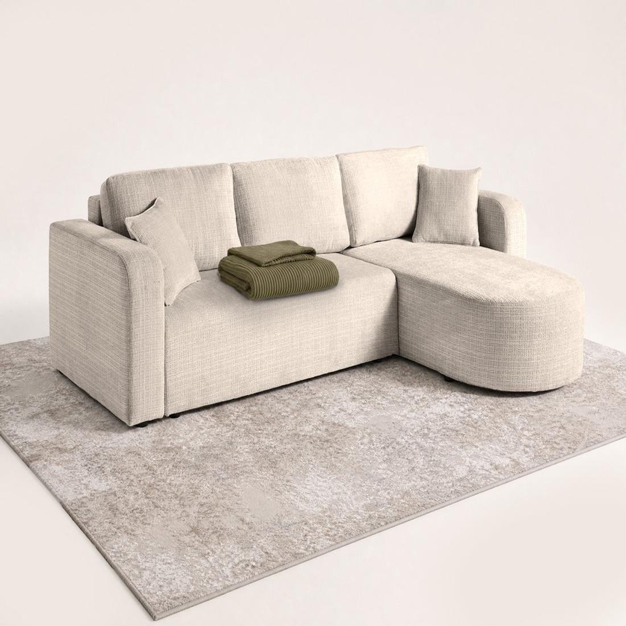 Voir la diapositive 4 : BEST MOBILIER Miro - canapé d'angle réversible - 4 places - convertible avec coffre - en velours texturé