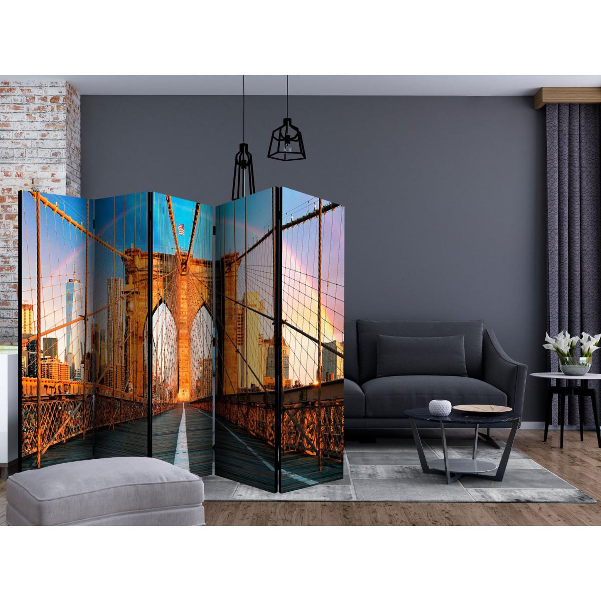 Voir la diapositive 2 : Paris Prix Paravent 5 volets  bridge to happiness  172x225cm