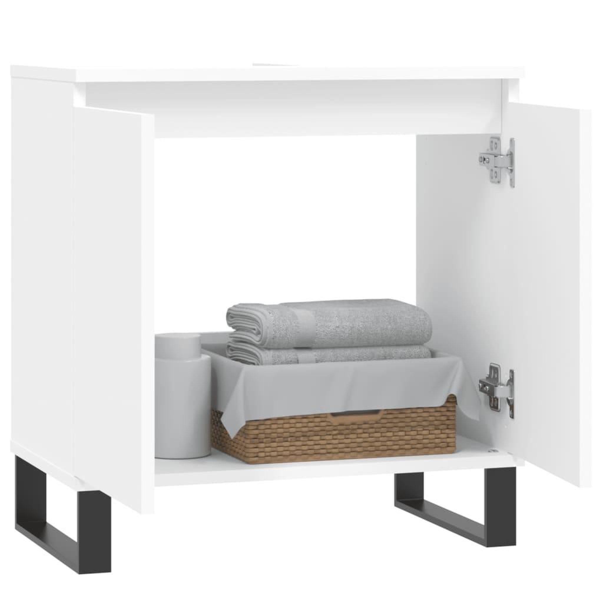 Voir la diapositive 3 : VIDAXL Armoire de salle de bain blanc 58x33x60 cm bois d'ingenierie