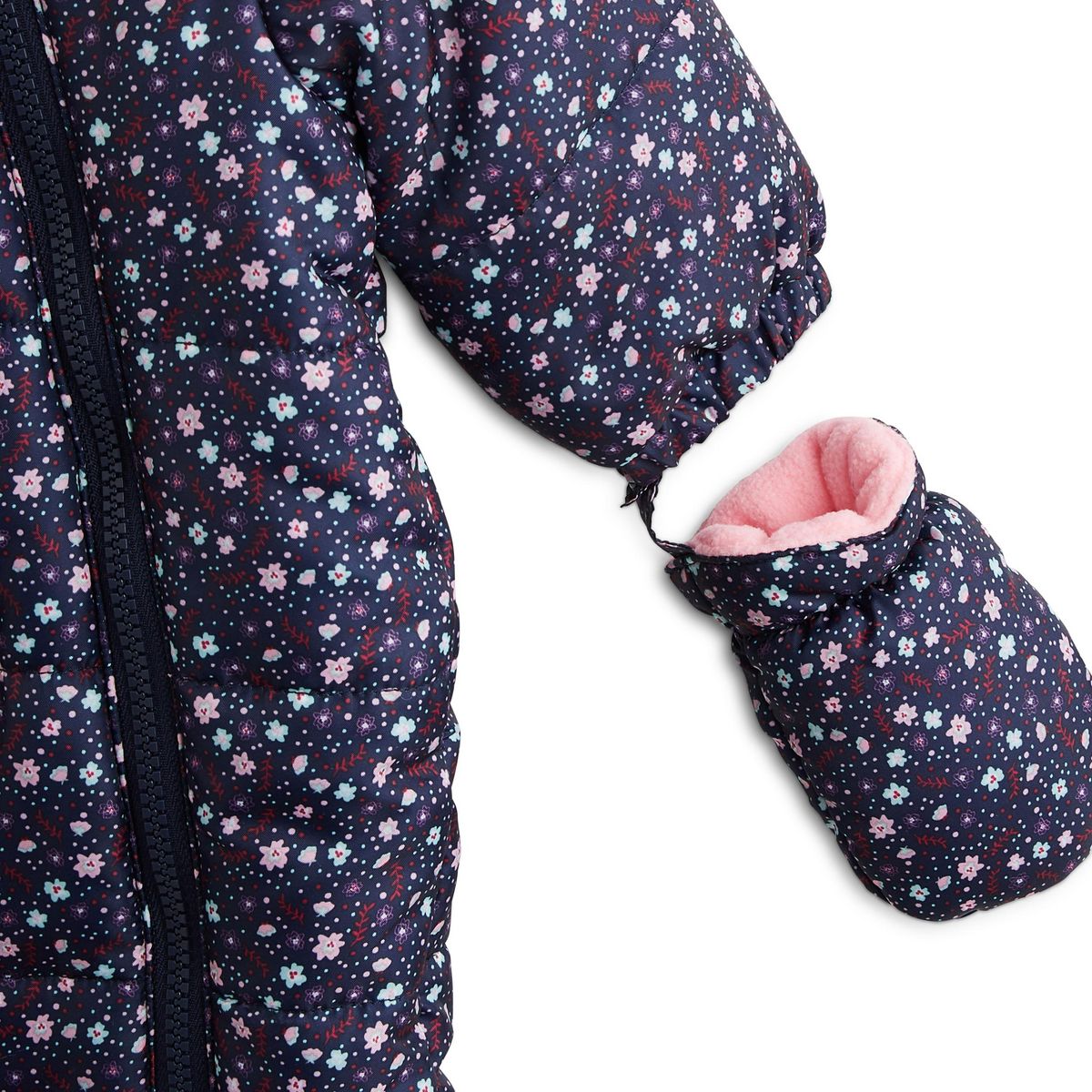 IN EXTENSO Combipilote à pois avec moufles bébé fille