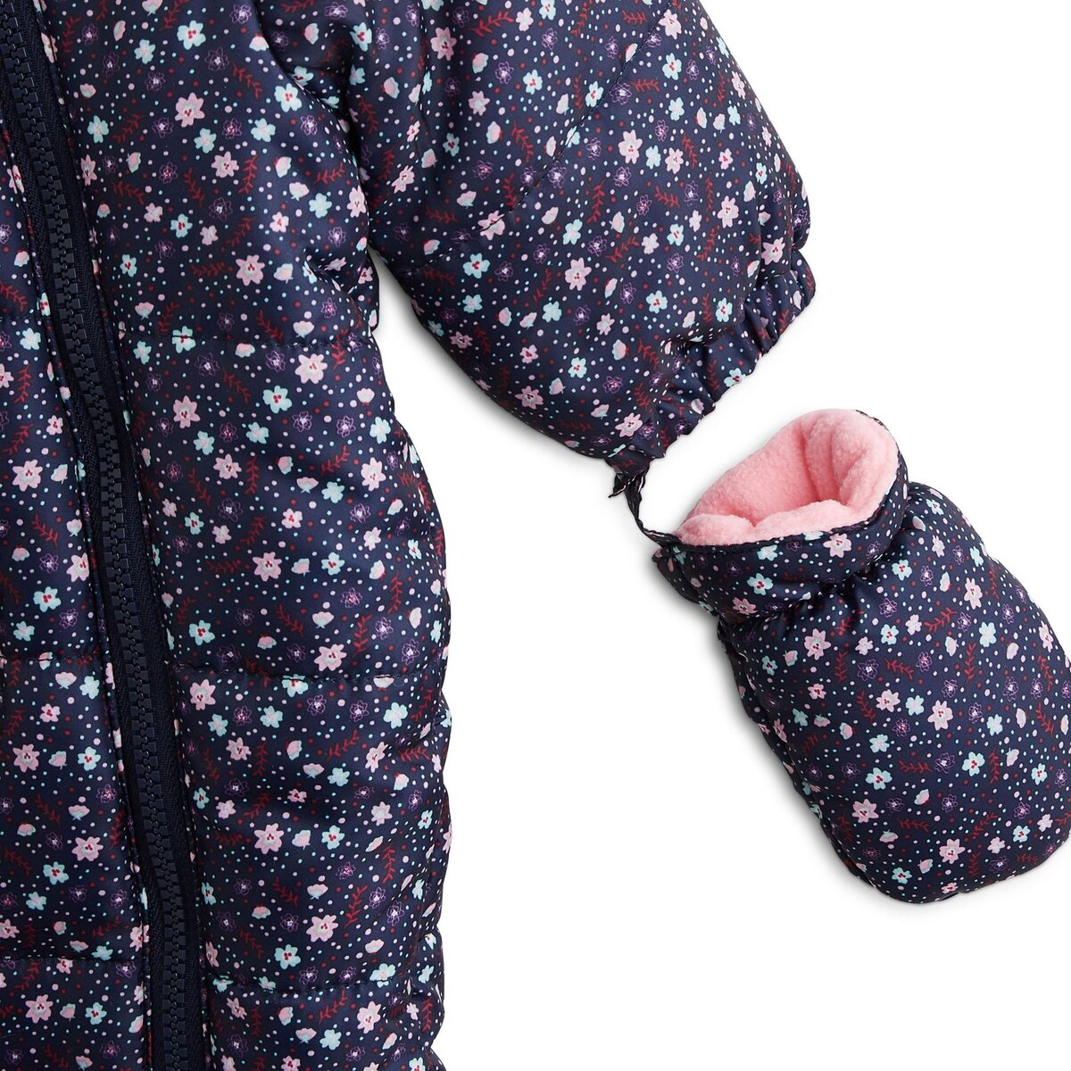 IN EXTENSO Combipilote à pois avec moufles bébé fille