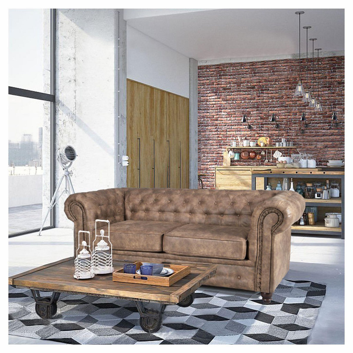 Canapé capitonné 2 places CHESTERFIELD