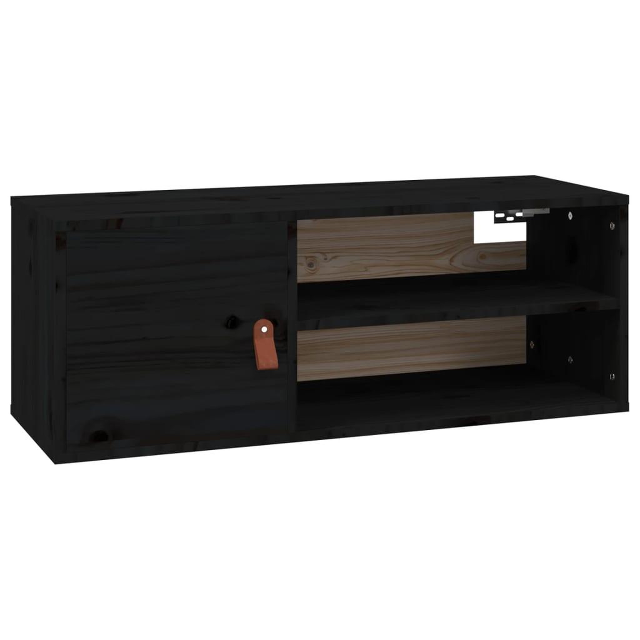 Voir la diapositive 2 : VIDAXL Armoire murale Noir 80x30x30 cm Bois de pin massif