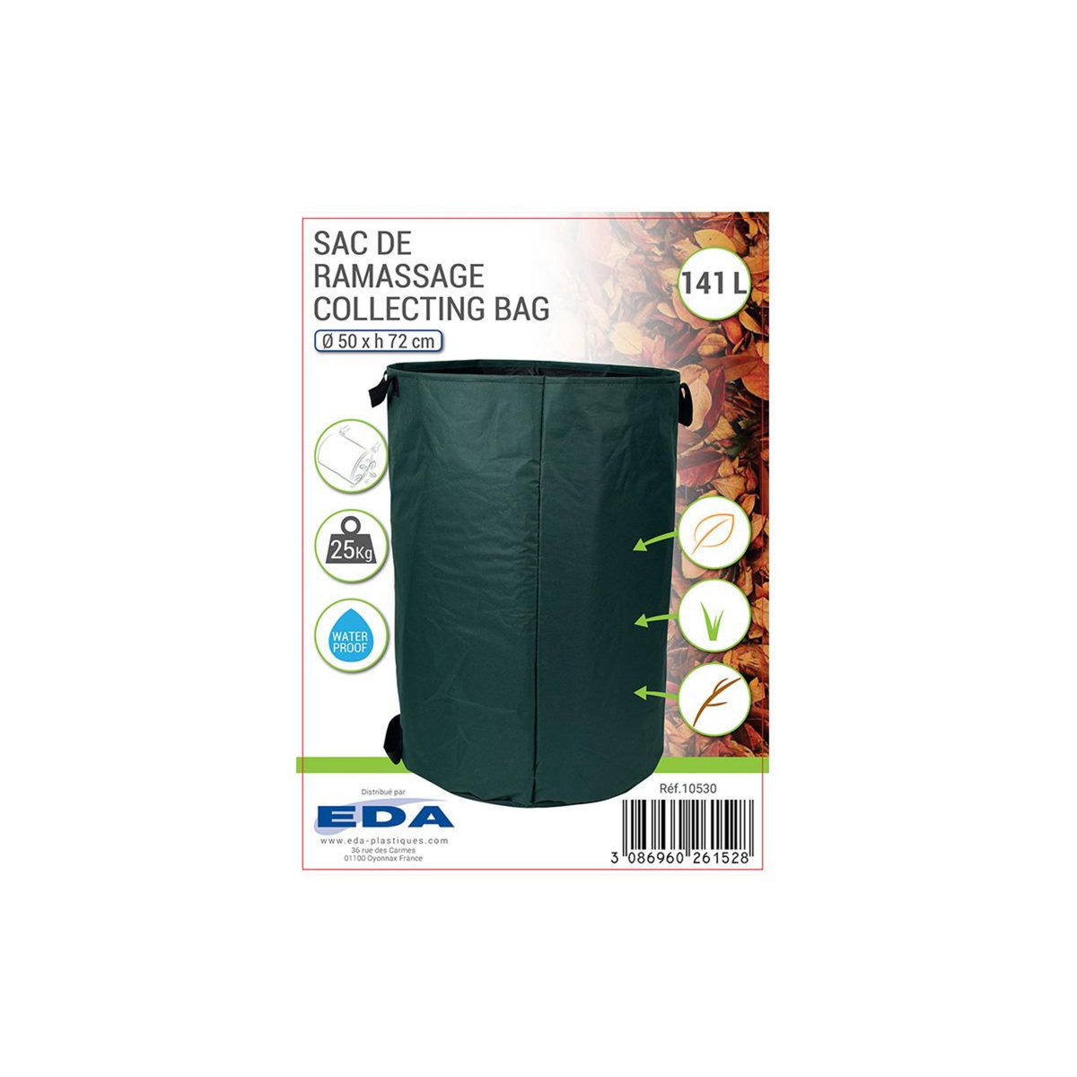Eda Sac de ramassage souple pour déchets verts - 141 L - Ø 50 x H 72 cm - Eda