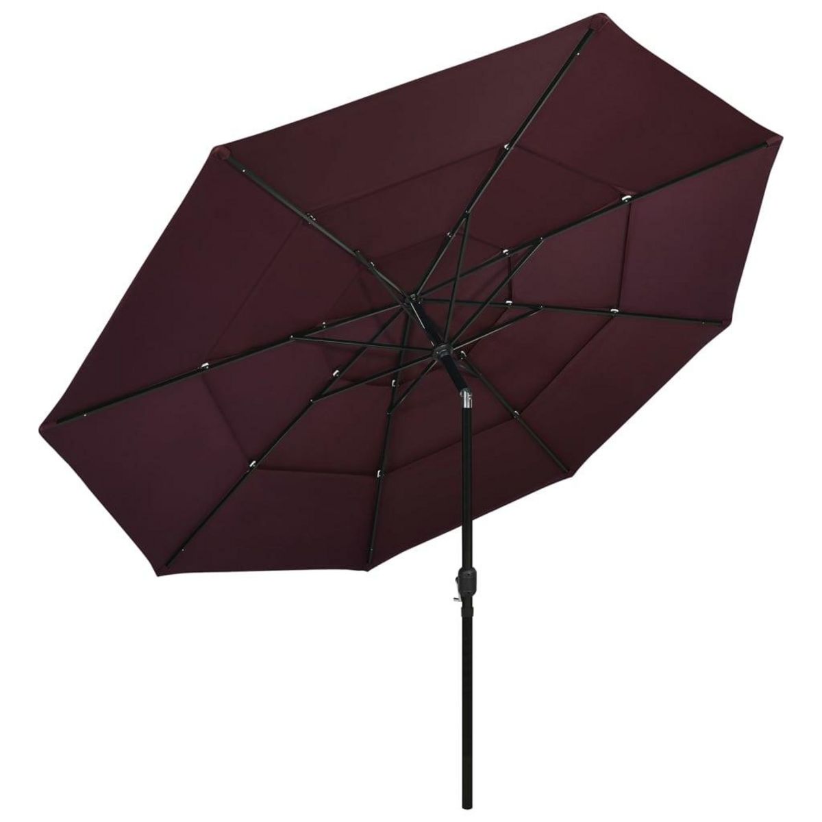 VIDAXL Parasol de jardin a 3 niveaux mat en aluminium rouge bordeaux