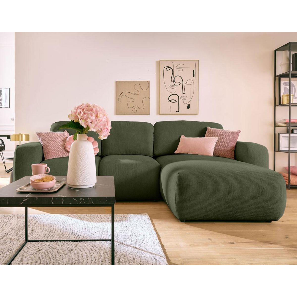 LISA DESIGN Sorrente - canapé d'angle réversible - convertible avec coffre - 4 places - en tissu texturé