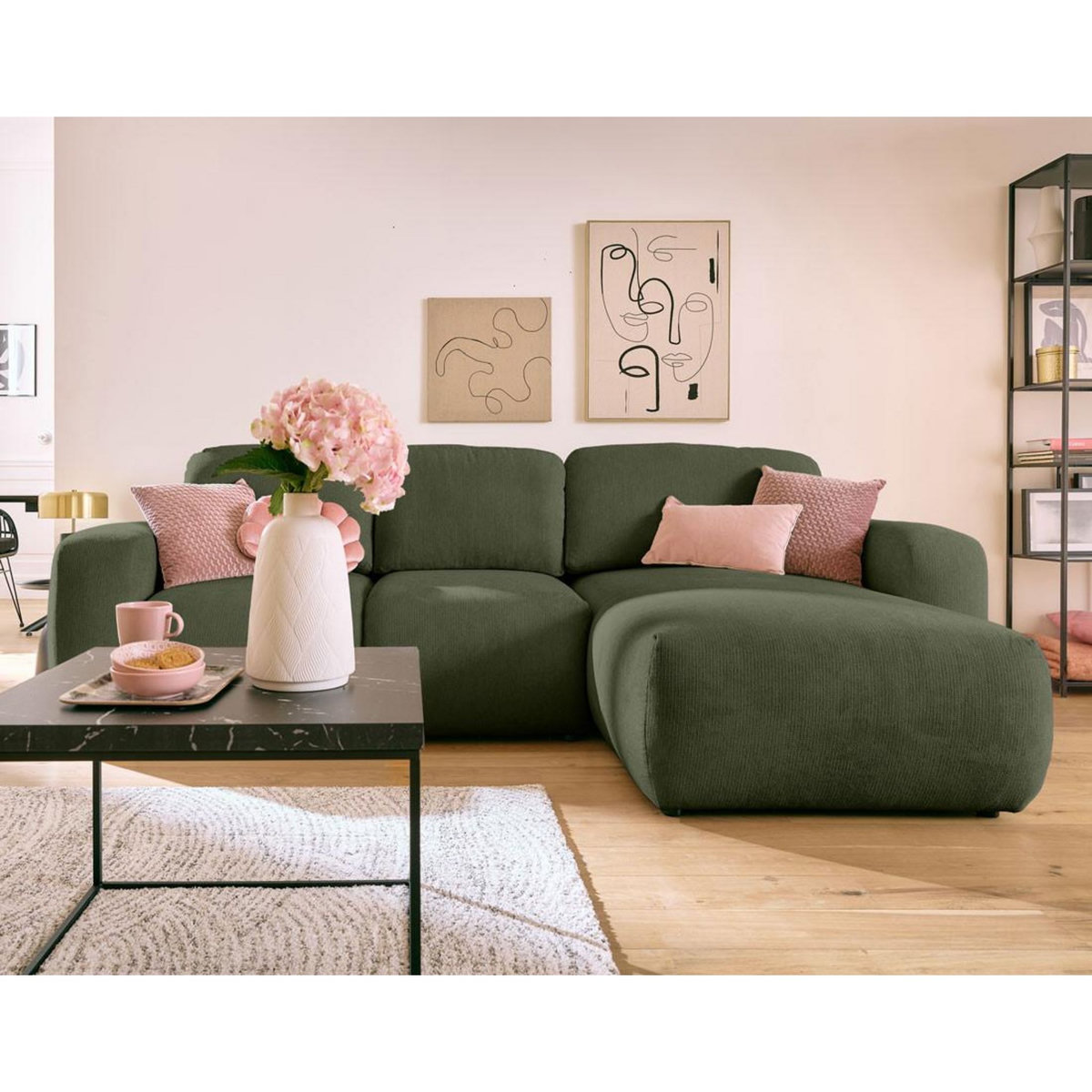 LISA DESIGN Sorrente - canapé d'angle réversible - convertible avec coffre - 4 places - en tissu texturé