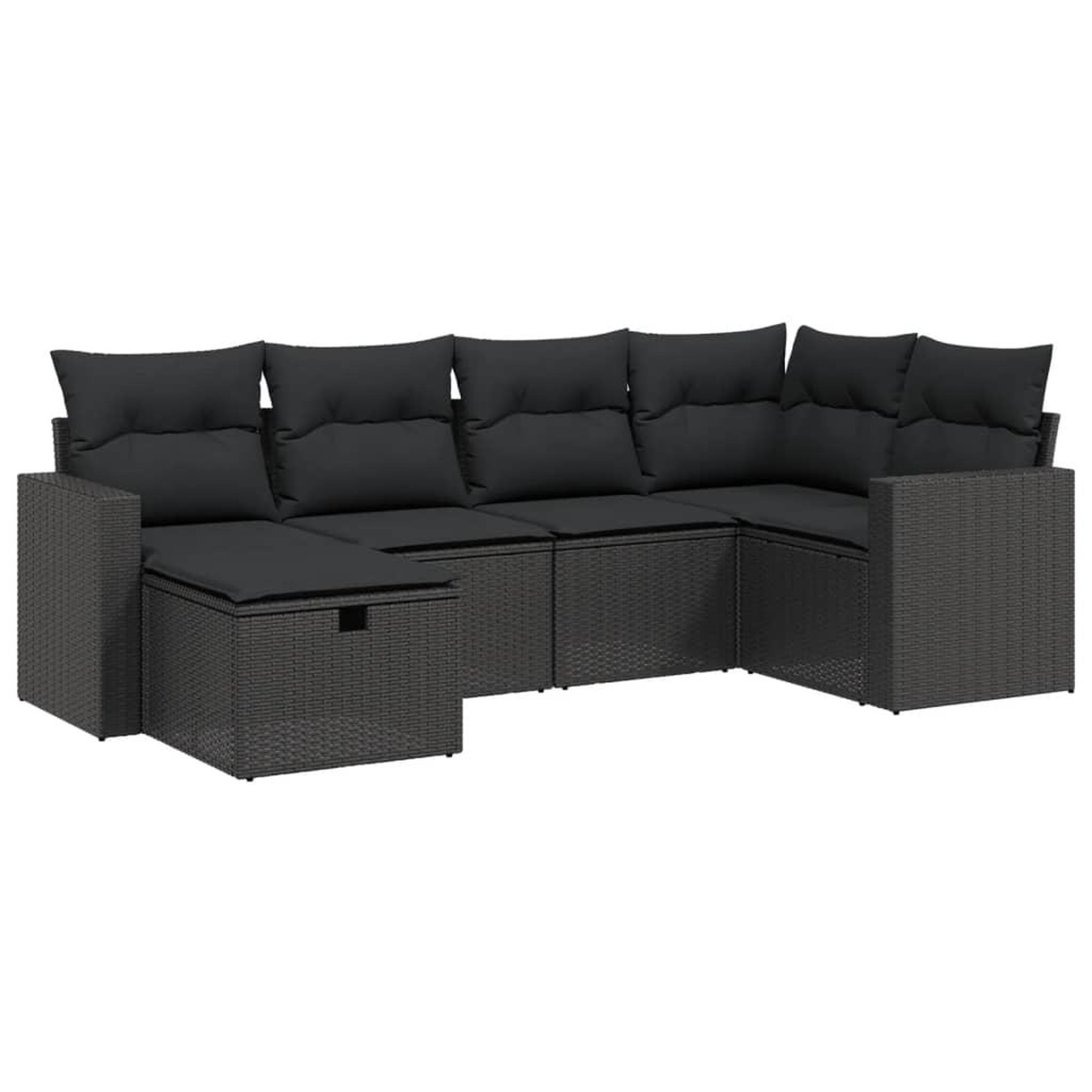 Voir la diapositive 2 : VIDAXL Salon de jardin 6 pcs avec coussins noir resine tressee