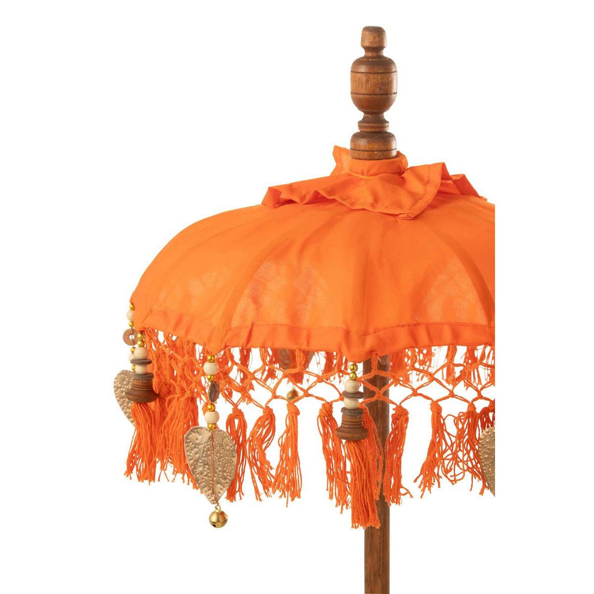 Voir la diapositive 4 : J-LINE Parasol déco avec pompons  dayu  85cm orange