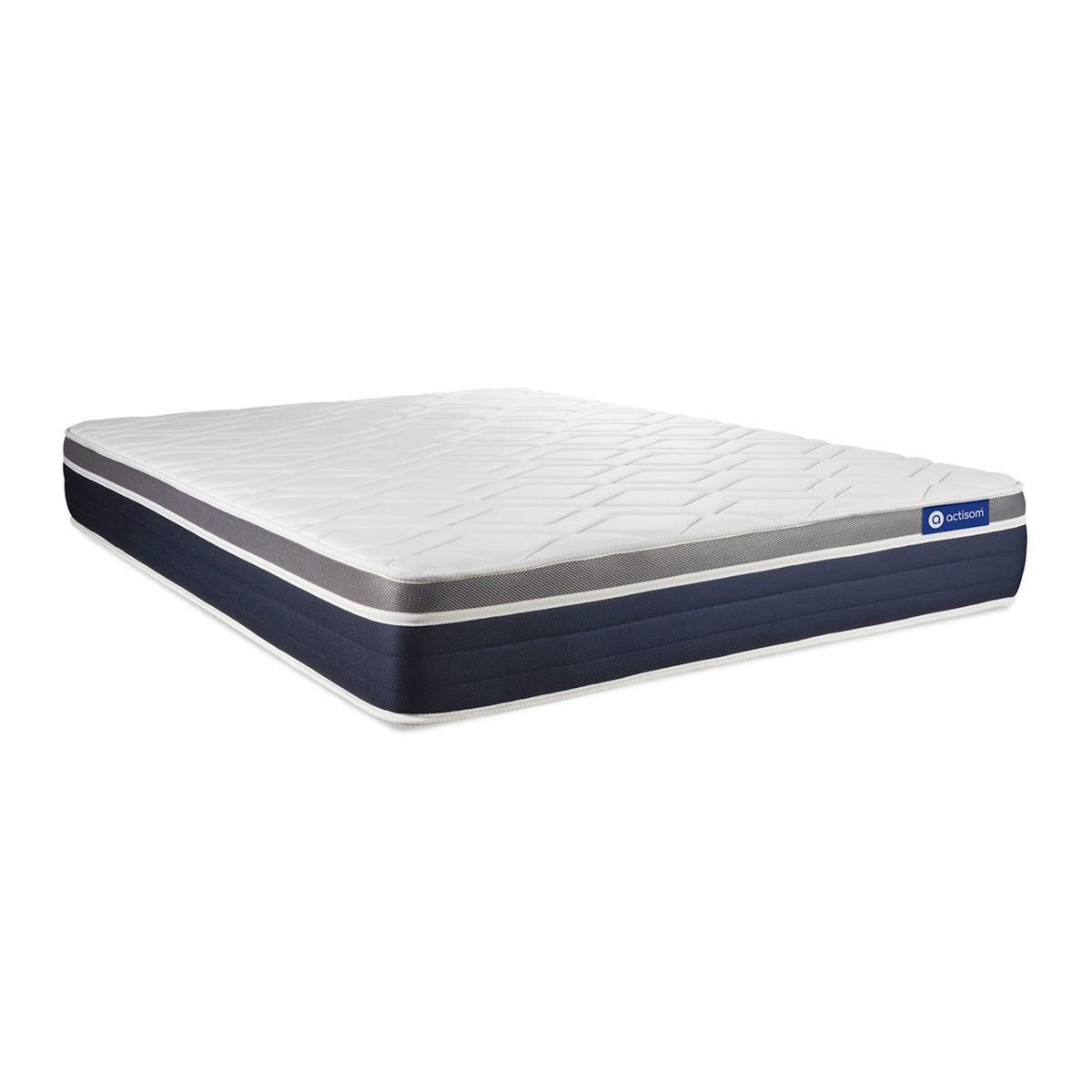 ACTISOM Ensemble ACTIFLEX CONFORT Matelas Ressorts ensachés+mémoire de forme 120x200cm Maxi épaisseur + sommier KIT gris