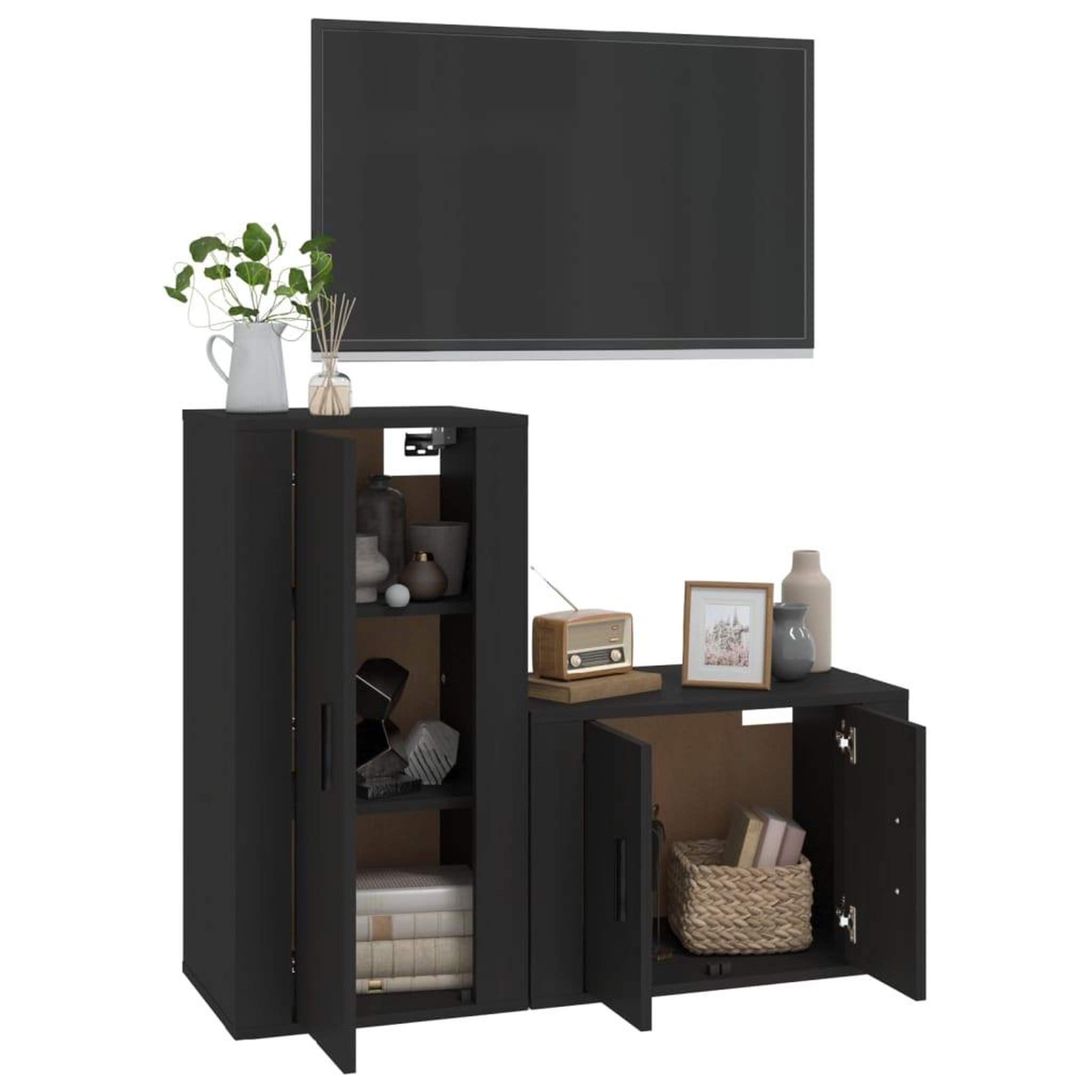 Voir la diapositive 3 : VIDAXL Ensemble de meubles TV 2 pcs noir bois d'ingenierie