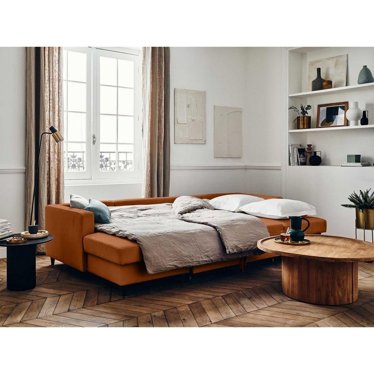 LISA DESIGN Anna - canapé panoramique en u - 7 places - convertible avec coffre - en velours