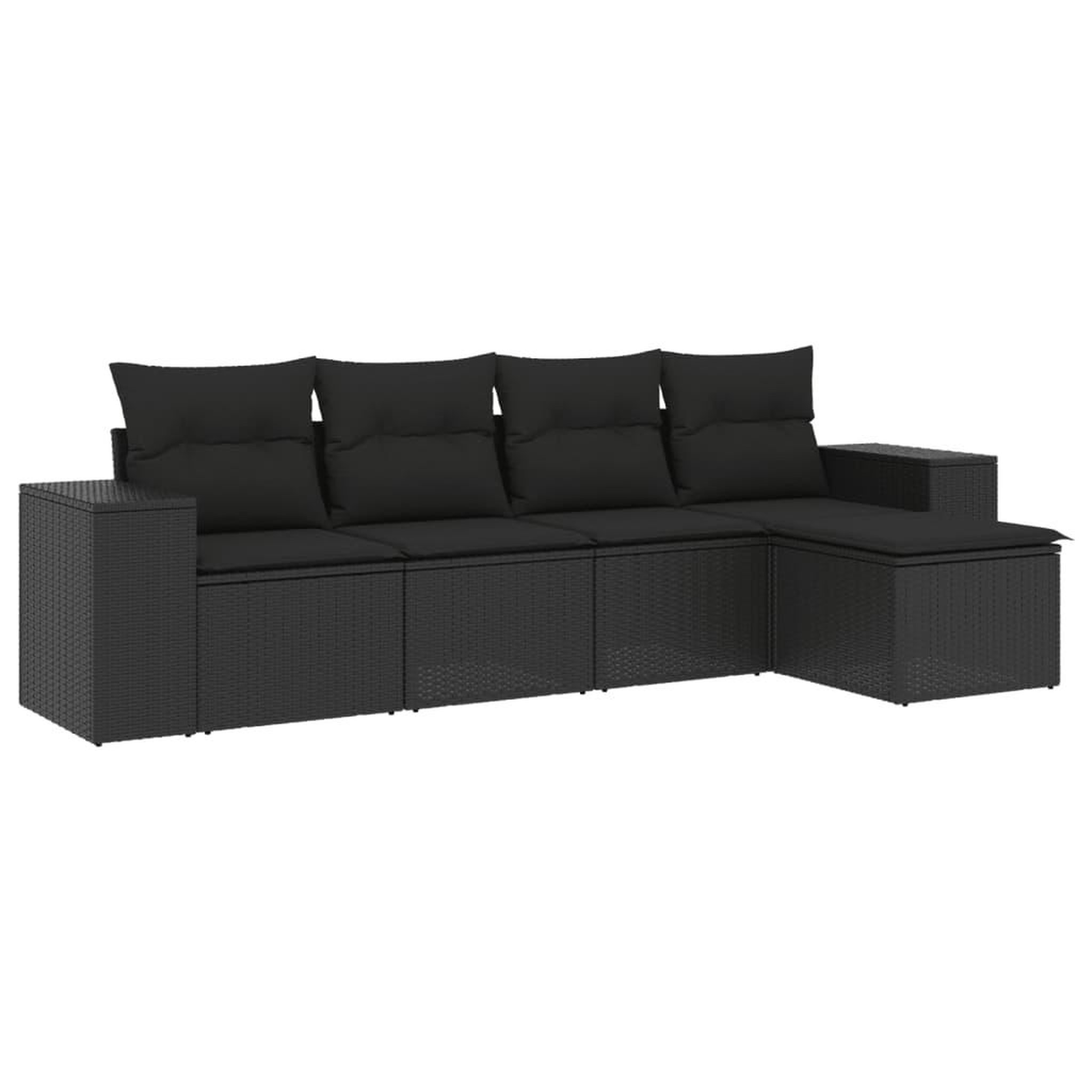 Voir la diapositive 2 : VIDAXL Salon de jardin 5 pcs avec coussins noir resine tressee