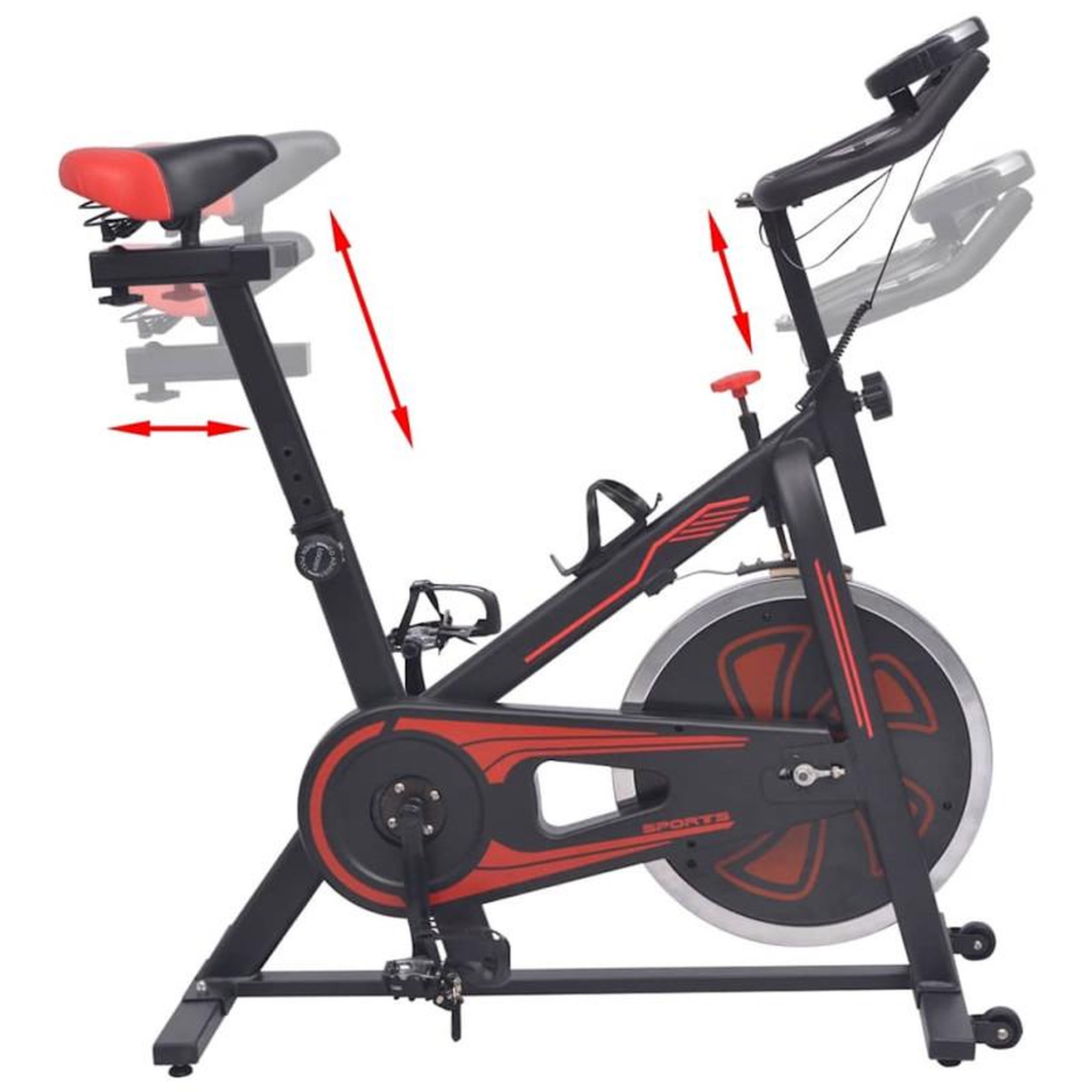 Voir la diapositive 3 : VIDAXL Vélo d appartement avec capteurs de pouls Noir et rouge