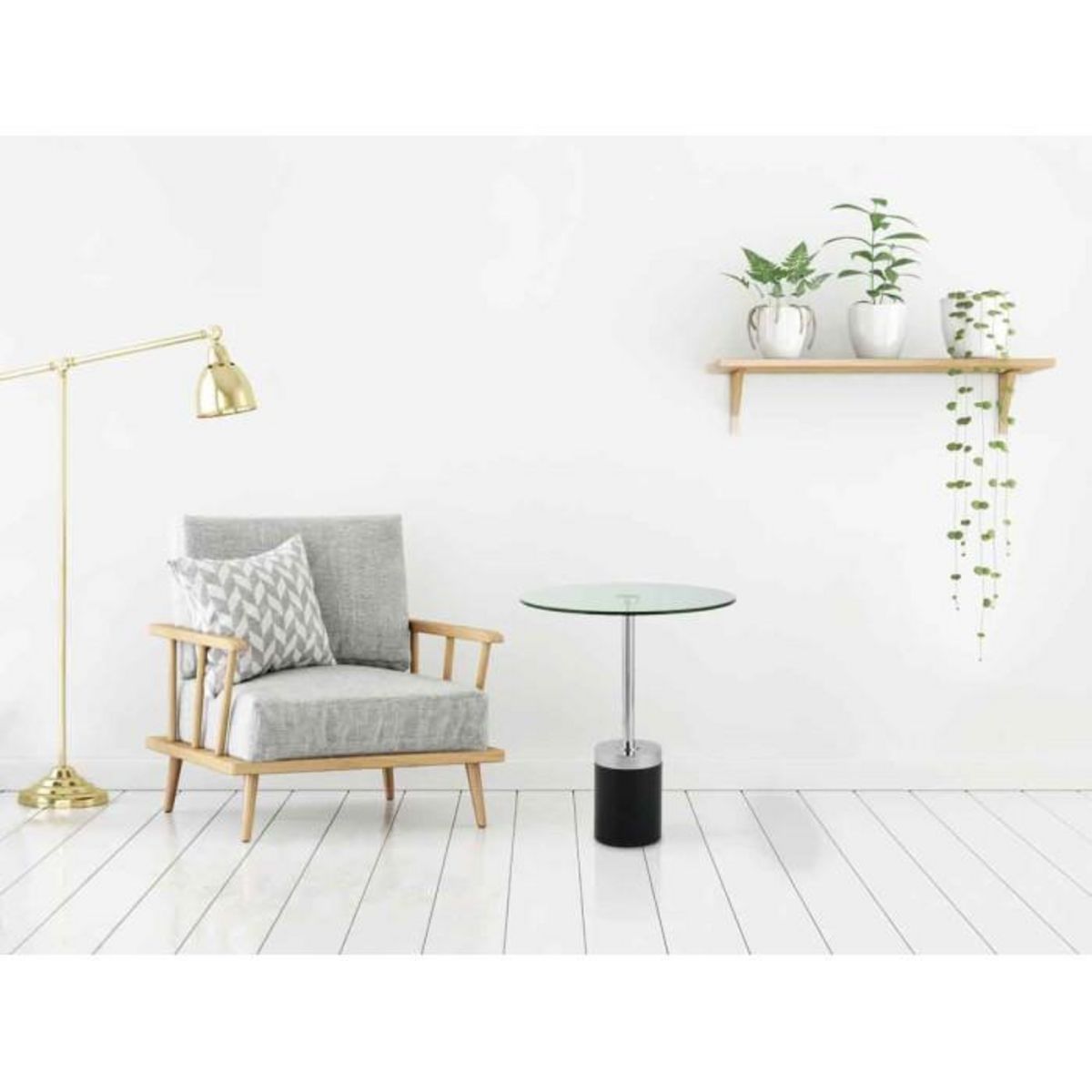 Paris Prix Table d'Appoint en Marbre  Lana  53cm Argent & Noir