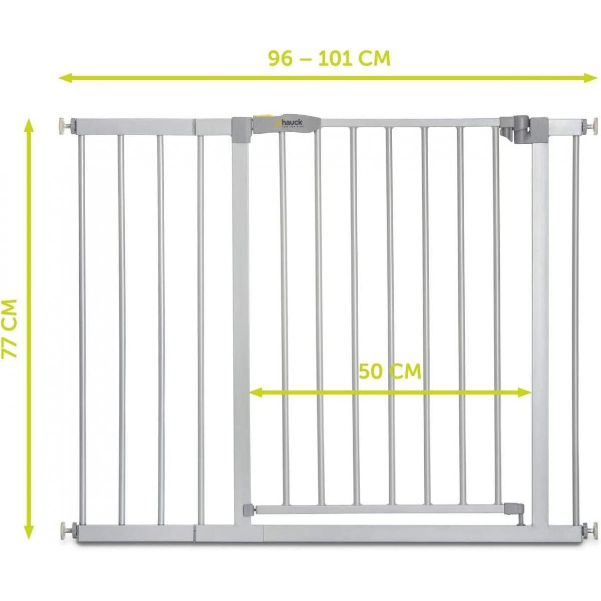 HAUCK Porte de sécurité Gate Stop N Safe 2 + Rallonge 21 cm Argent