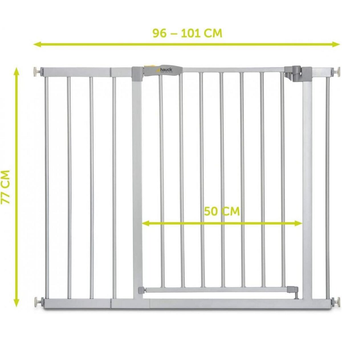 HAUCK Porte de sécurité Gate Stop N Safe 2 + Rallonge 21 cm Argent