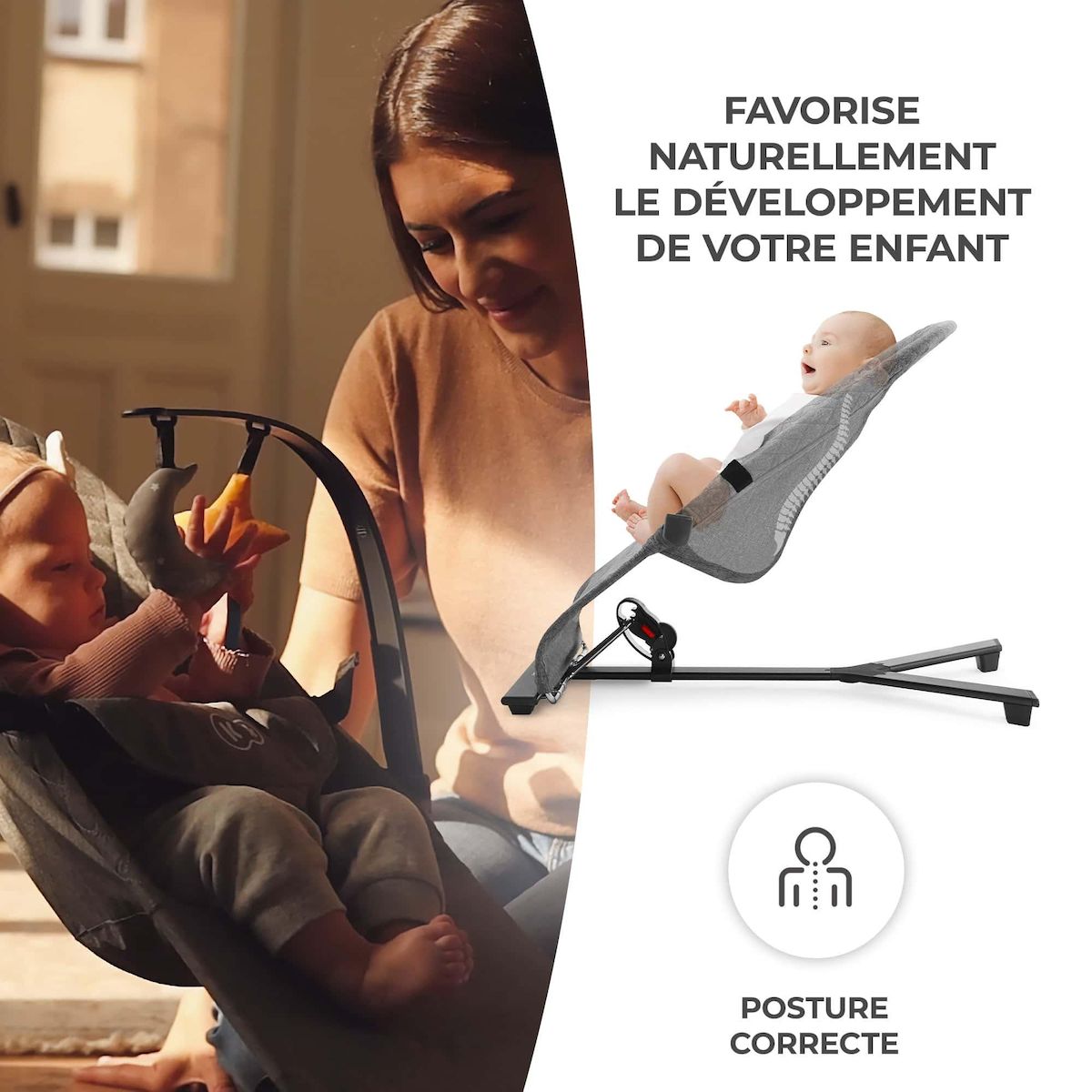 KINDERKRAFT Balancelle électrique bébé 2 en 1 avec fonction transat