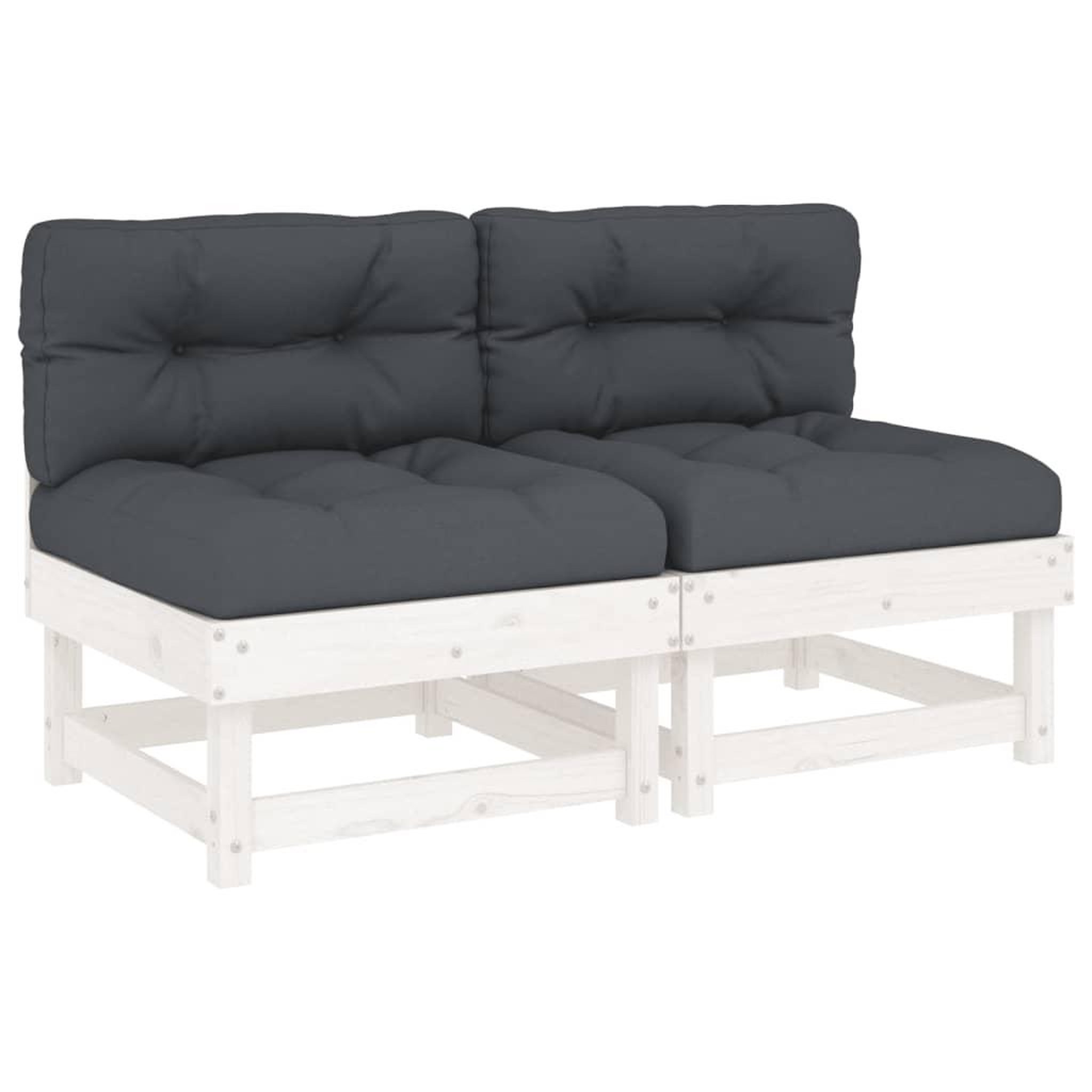 Voir la diapositive 2 : VIDAXL Canapes centraux avec coussins 2 pcs blanc bois de pin massif