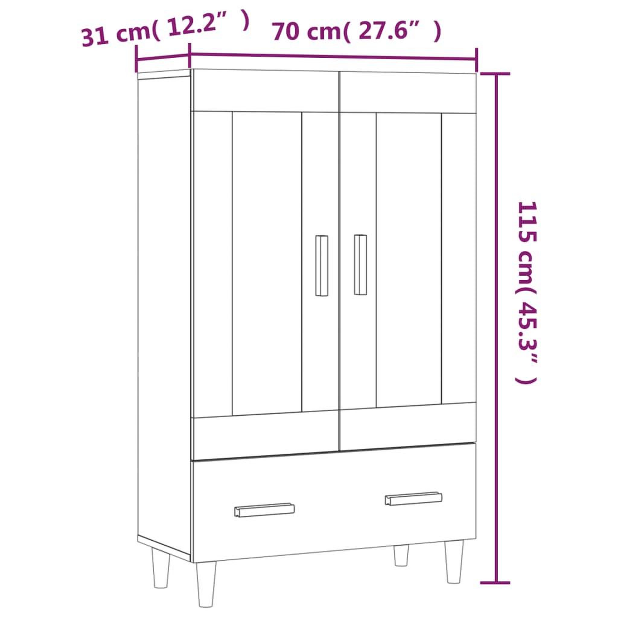Voir la diapositive 6 : VIDAXL Buffet Chene marron 70x31x115 cm Bois d'ingenierie