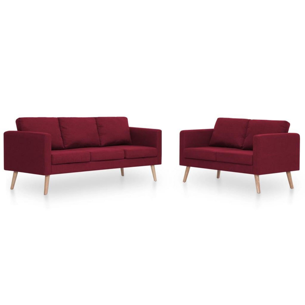 VIDAXL Ensemble de canape 2 pcs Tissu Rouge bordeaux