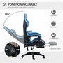 Voir la diapositive 5 : VINSETTO Chaise gaming - chaise de bureau gamer inclinable réglable repose-pieds rétractable coussins synthétique noir bleu