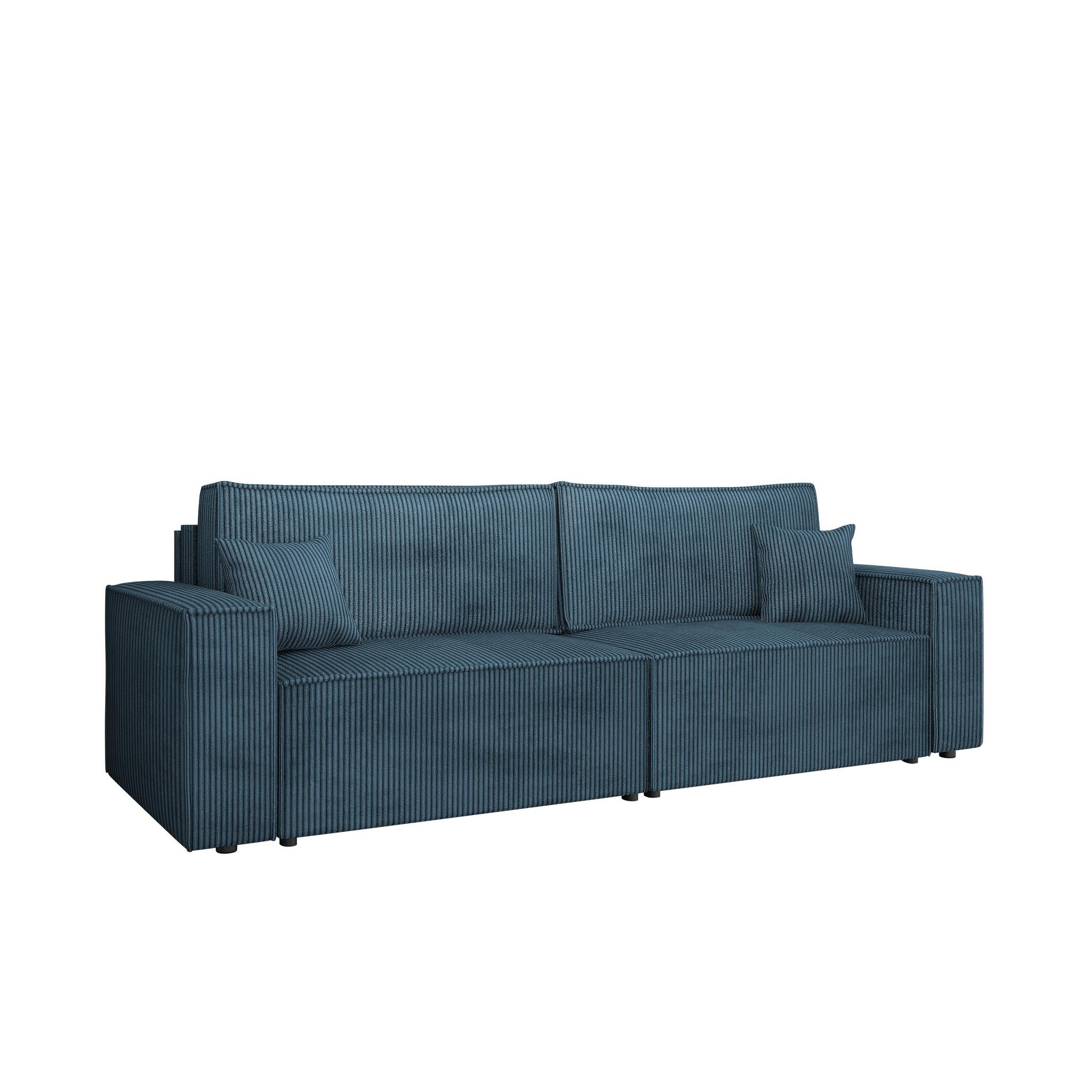 Voir la diapositive 2 : BEST MOBILIER Cezanne - canapé droit 3 places convertible avec coffre en velours côtelé