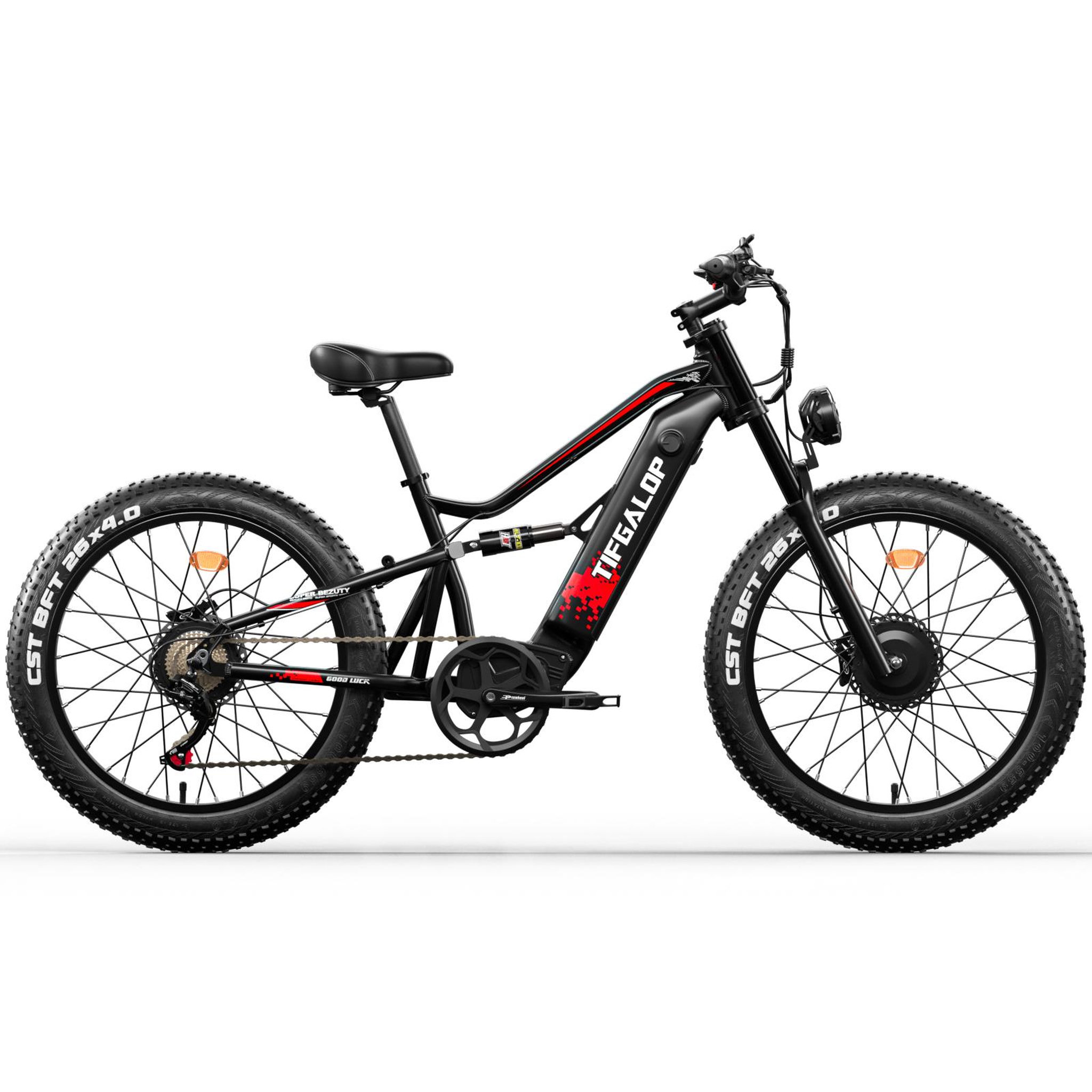Voir la diapositive 3 : TIFGALOP Vélo électrique Tifgalop ES7Pro, double moteur, batterie 52 V 21 Ah, double suspension