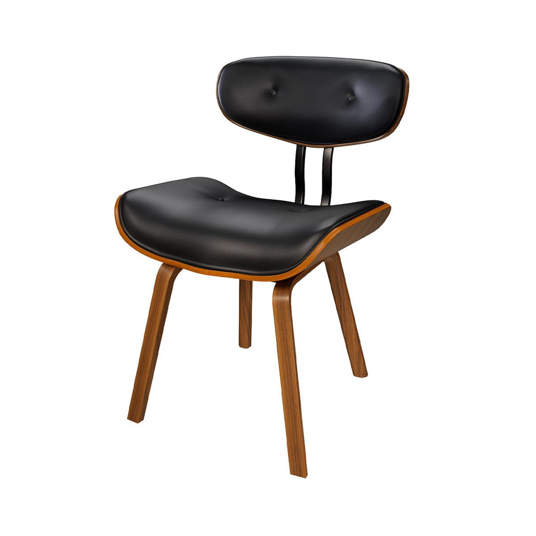 MAISON PAVANE Chaise en pu noir et pieds en bois plié-pétrus