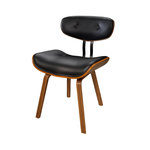 MAISON PAVANE Chaise en PU noir et pieds en bois plié-Pétrus