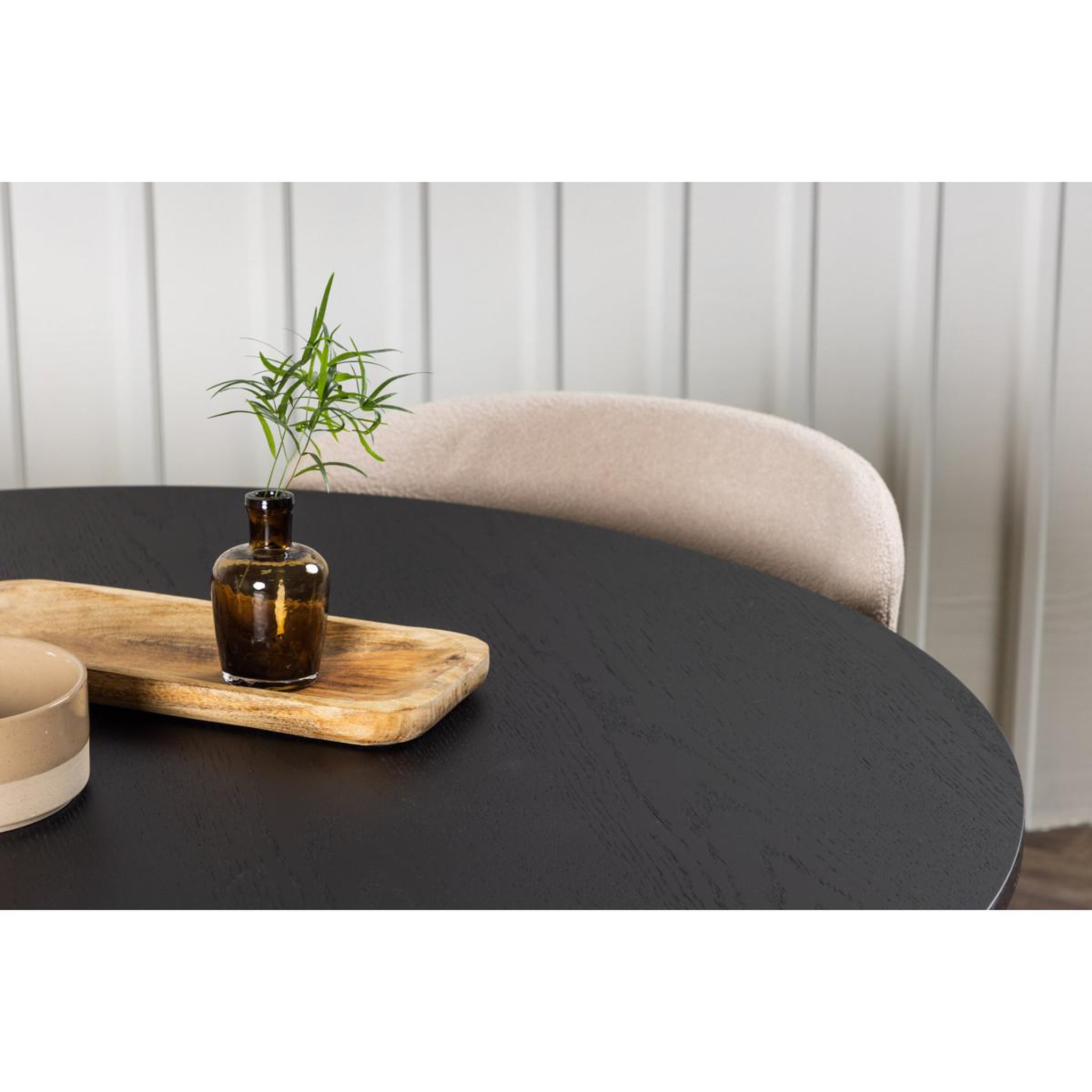 Voir la diapositive 6 : Paris Prix Ensemble table à manger & 4 chaises  bootcut & modesto  110cm noir & beige
