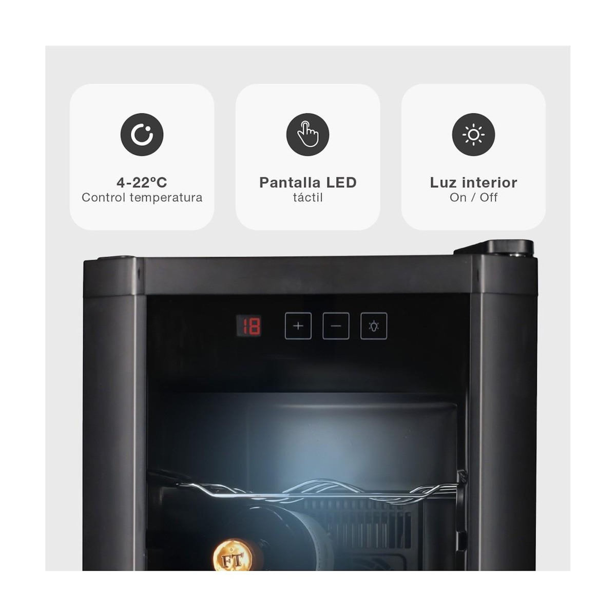 GSC EVOLUTION Cave à vin de service 8 bouteilles Double Vitrage Ecran LED Tactile - Petite cave à vin GSC