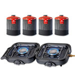 Kemper Réchaud gaz 2 feux 4600W pliable + 4 Cartouches de gaz KEMPER