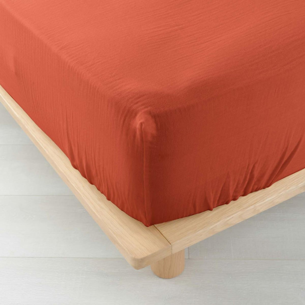 Paris Prix Drap Housse en Gaze de Coton  Angelia  140x190cm Terracotta