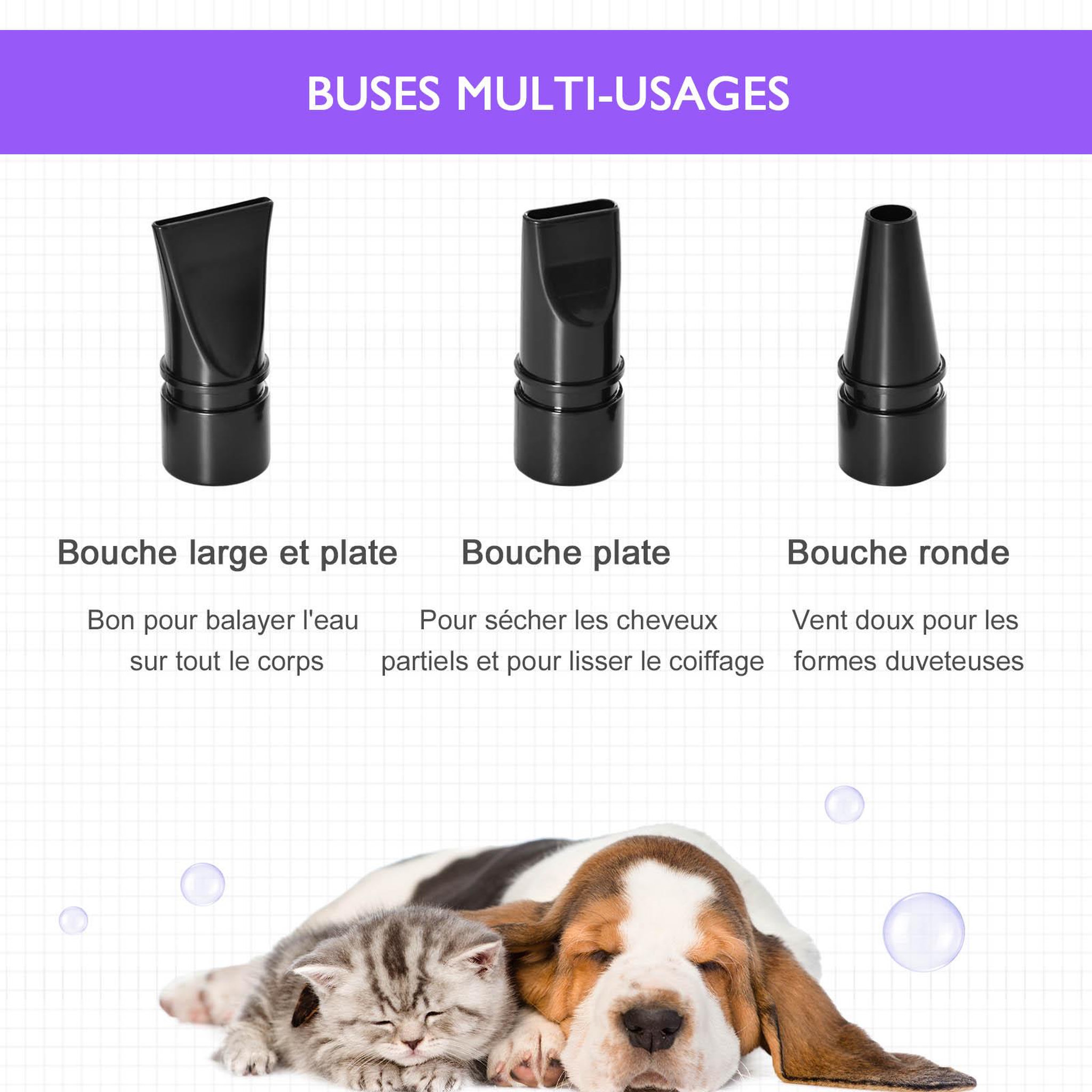 Voir la diapositive 5 : PAWHUT Séchoir sèche-poils toilettage professionnel pour chien chat animaux 2800 w température + vitesse réglable rose fuchsia noir