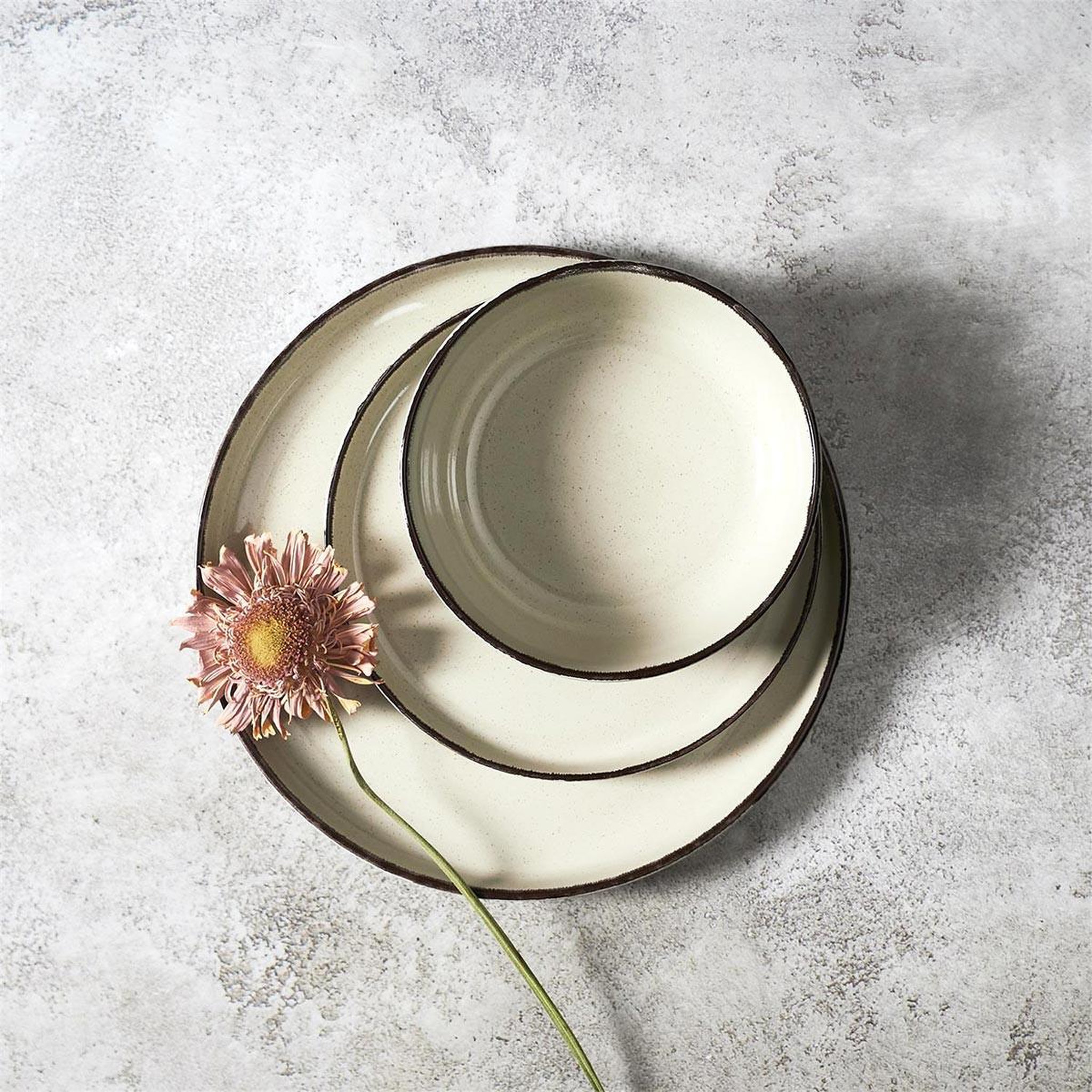 Voir la diapositive 6 : The Home Deco Factory Service de table 12 pièces  grès du temps  27cm beige