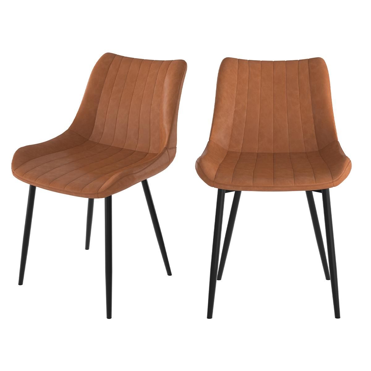 Rendez vous déco Lot de 2 chaises en cuir synthétique taupe et métal noir - Killi