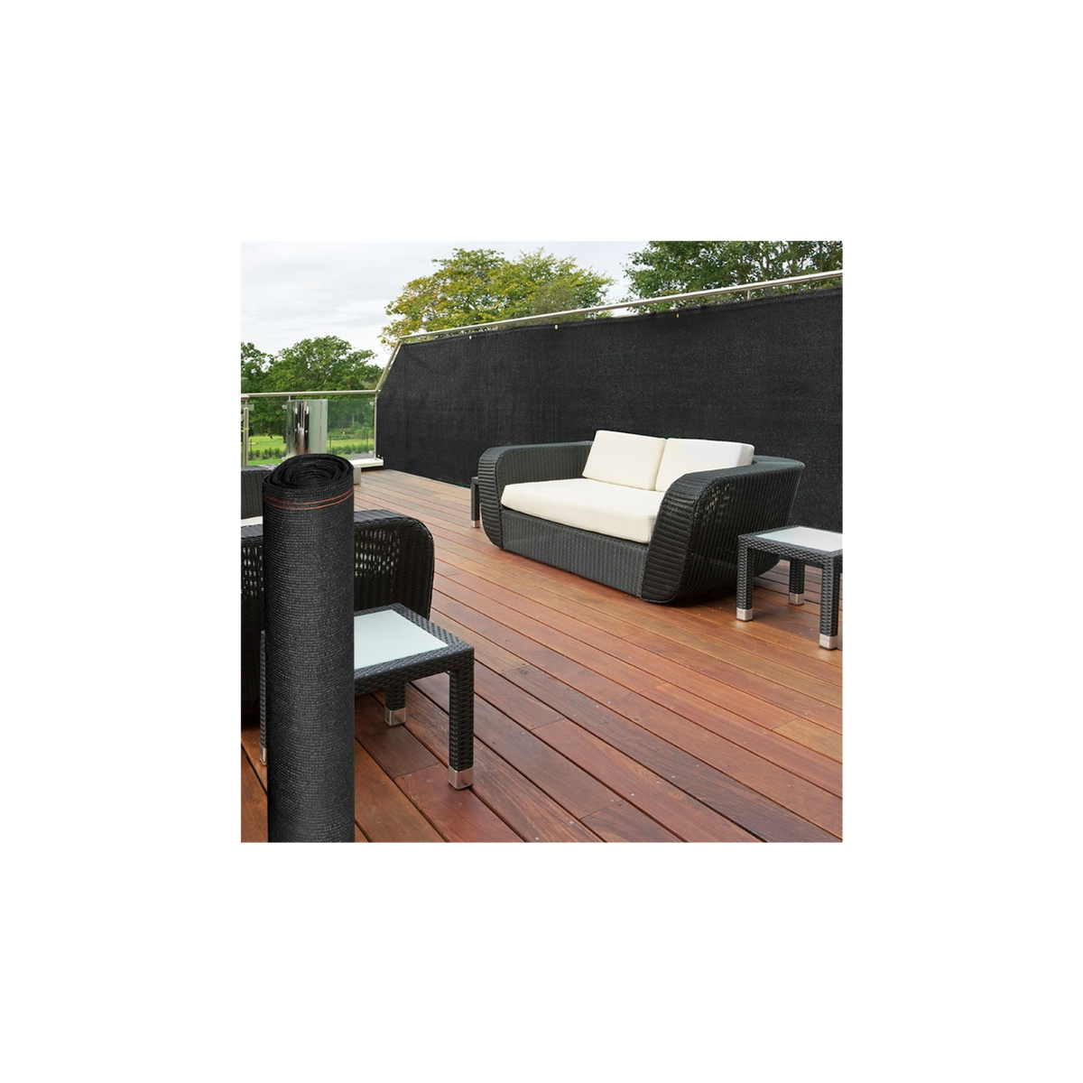 ID MARKET Brise vue haute densité 1,5 x 10 M noir 300 gr/m² qualité PRO