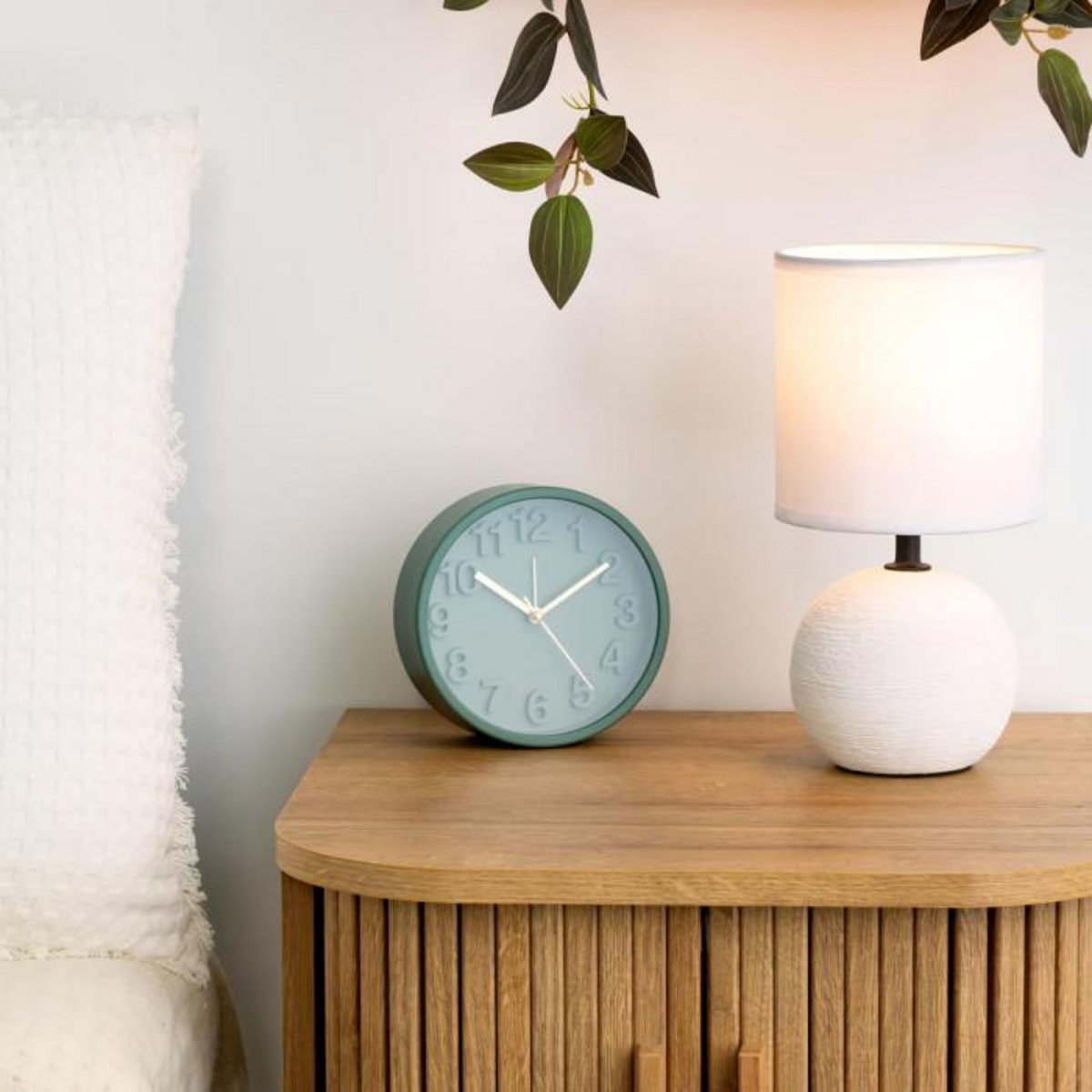 ATMOSPHERA Lampe à Poser Céramique  Boule  25cm Blanc Strié