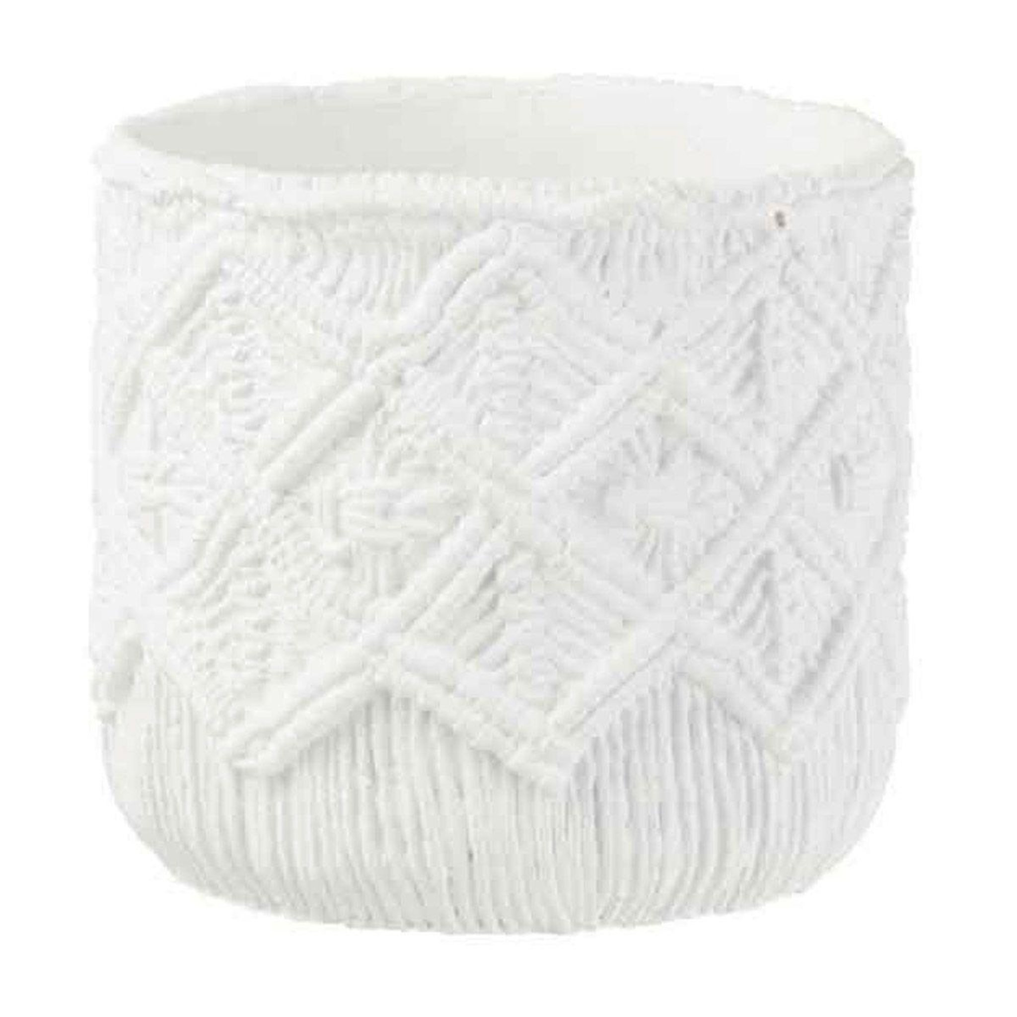 J-LINE Cache-Pot Déco en Ciment  Damier  20cm Blanc