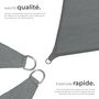 Voir la diapositive 3 : tectake Voile d'ombrage triangulaire rectangulaire avec une protection UV 50+ gris 5 x 5 m