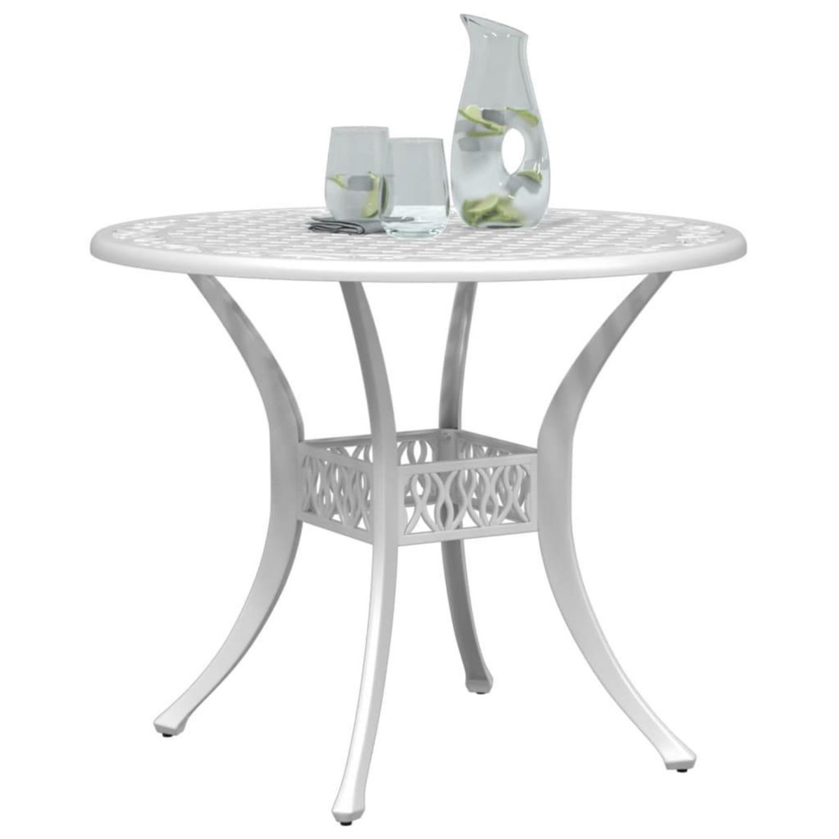 VIDAXL Table de jardin blanc Ø90x75 cm aluminium coule