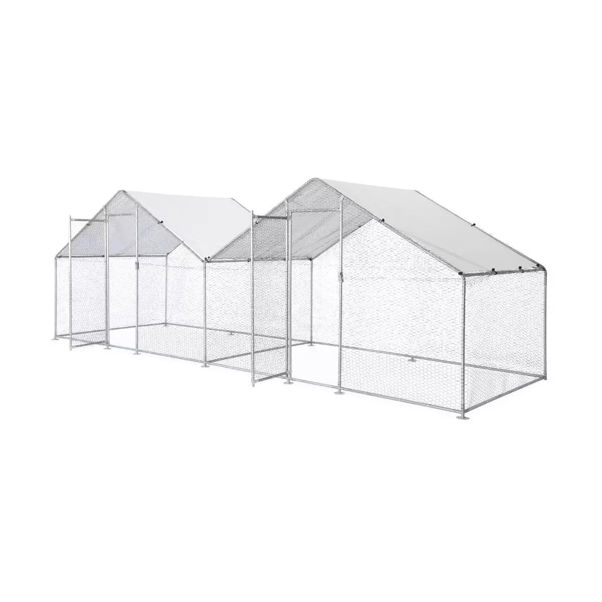 SWEEEK Enclos pour poulailler 2x6m² - Babette - Volière en acier galvanisé. bâche de toit imperméable et anti UV. porte avec loquet. enclos pour animaux 6x2m
