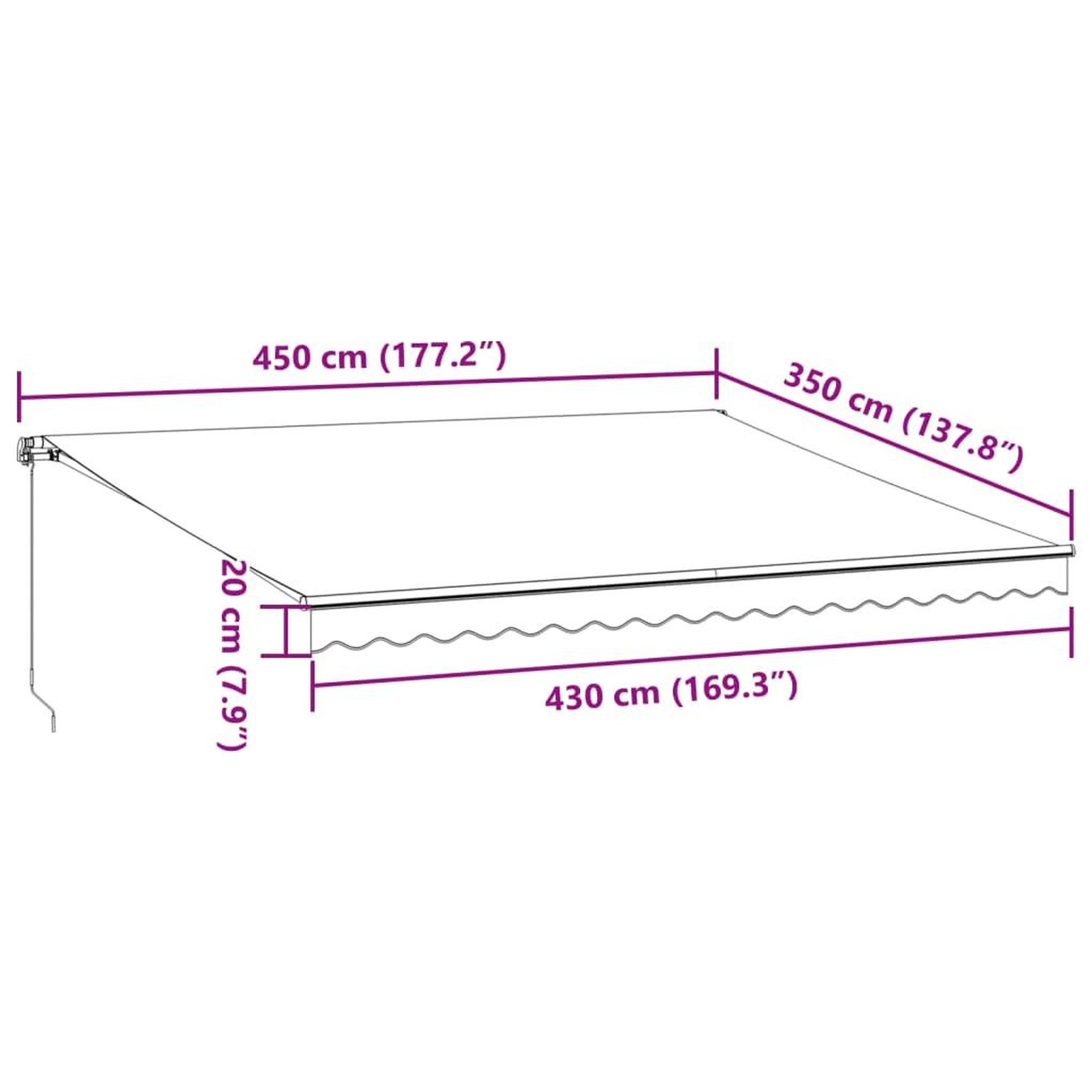 Voir la diapositive 6 : VIDAXL Auvent manuel retractable bordeaux 450x350 cm