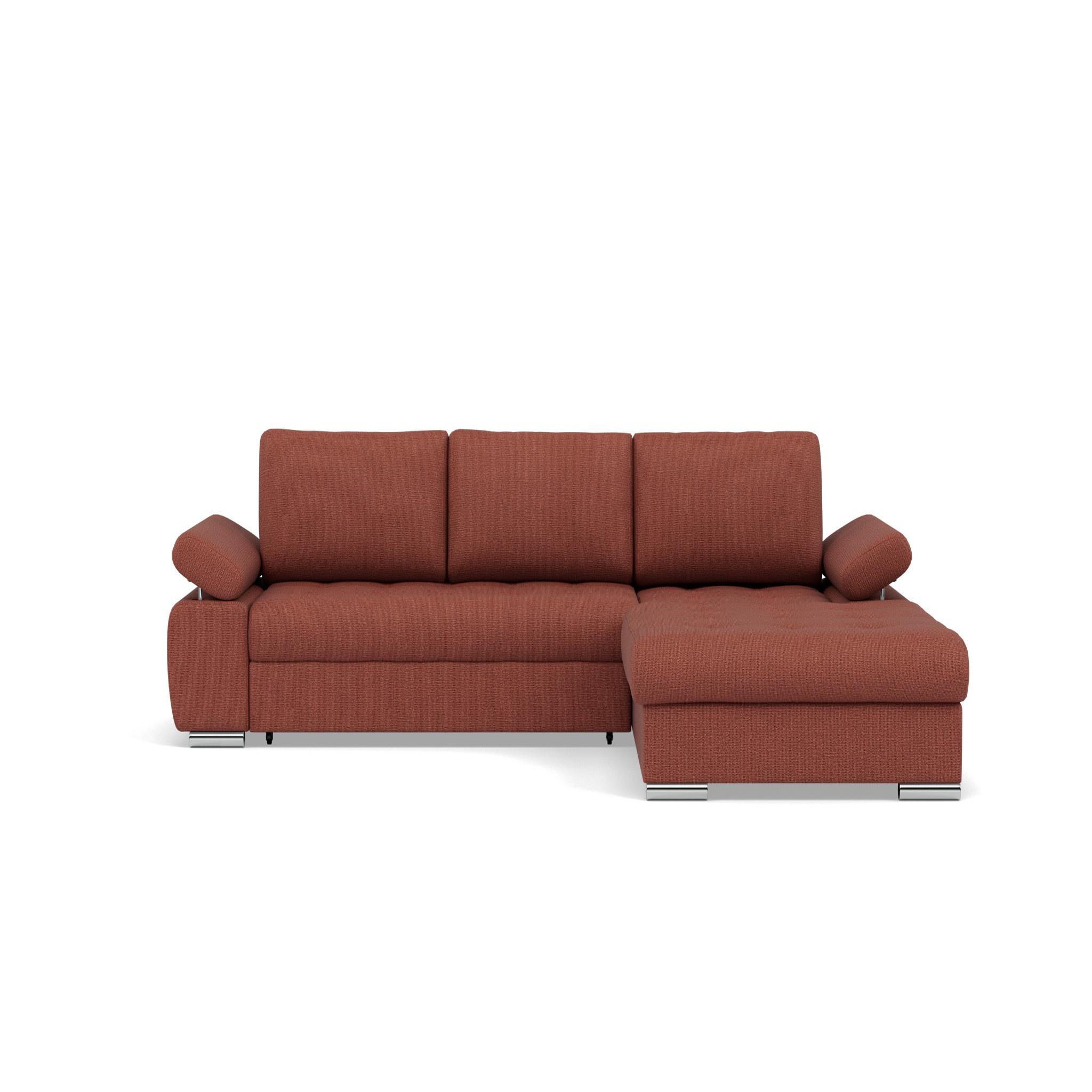 Voir la diapositive 1 : BEST MOBILIER Bianca - canapé d'angle droit 4 places convertible avec coffre en tissu texturé