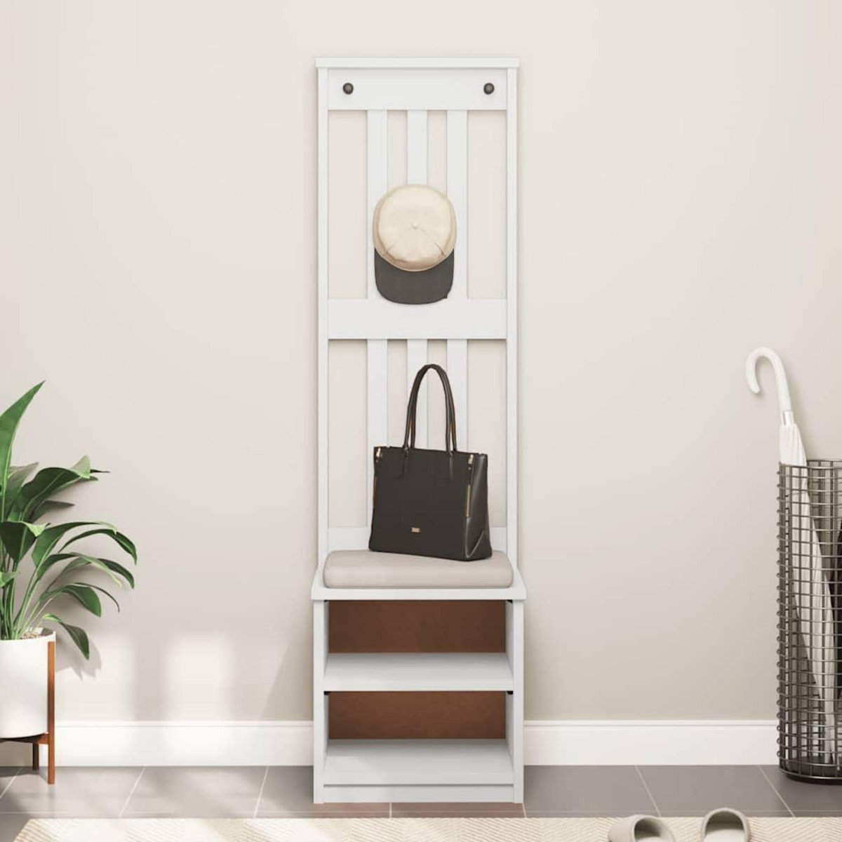 VIDAXL Portemanteau SANDENS blanc 45x40x159,5 cm bois massif pin